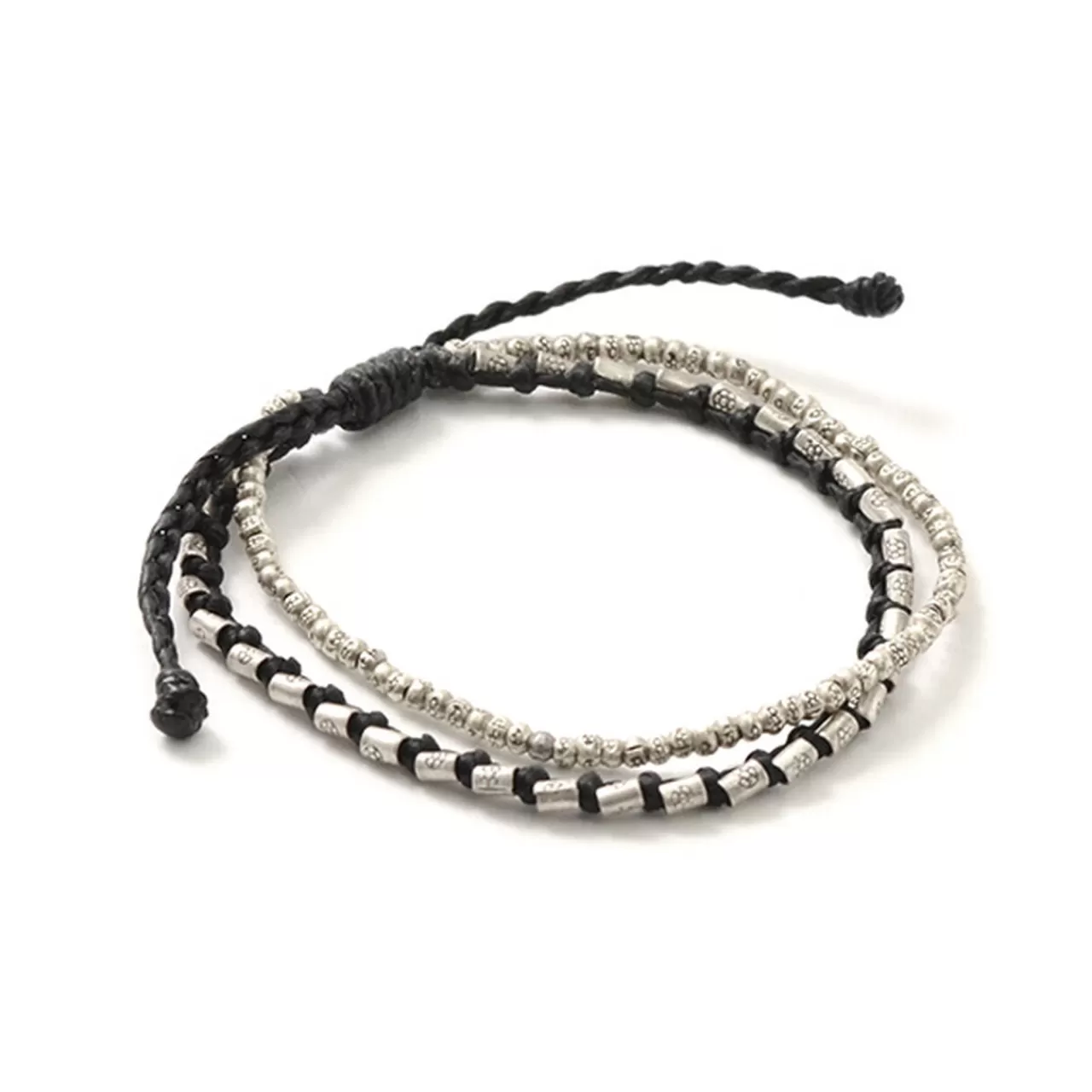 PHADUA Bracelets>Double Strand Bracelet With Silver Waxed Cord