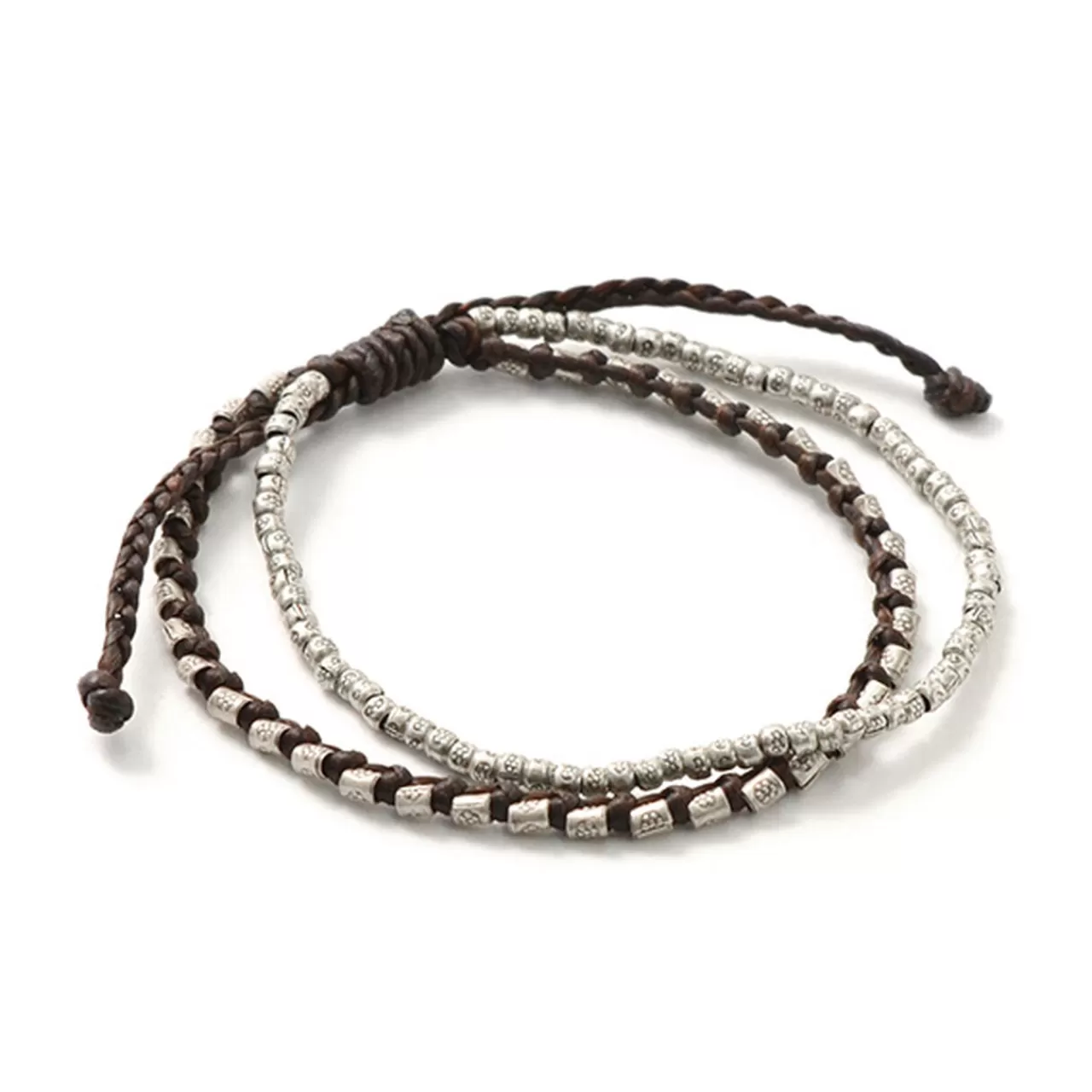 PHADUA Bracelets>Double Strand Bracelet With Silver Waxed Cord