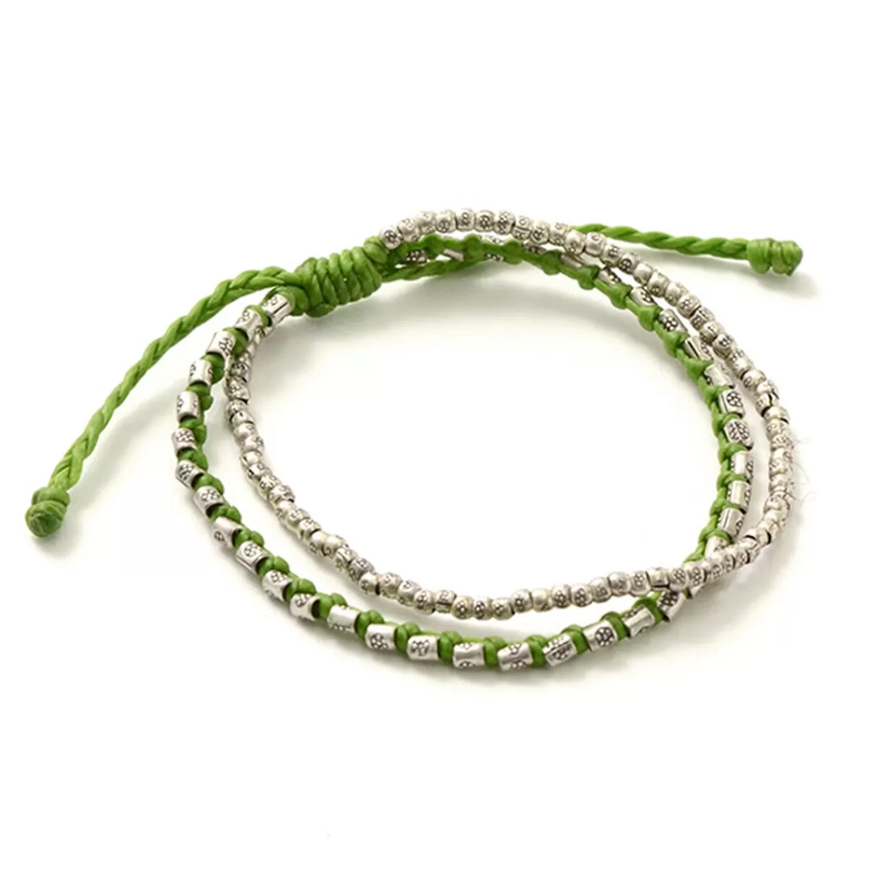 PHADUA Bracelets>Double Strand Bracelet With Silver Waxed Cord