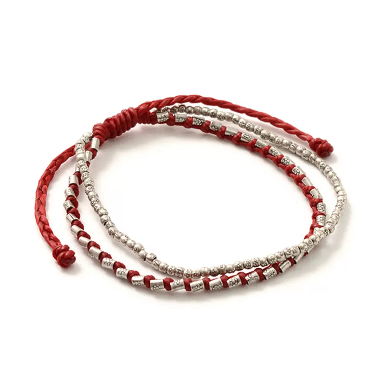 PHADUA Bracelets>Double Strand Bracelet With Silver Waxed Cord