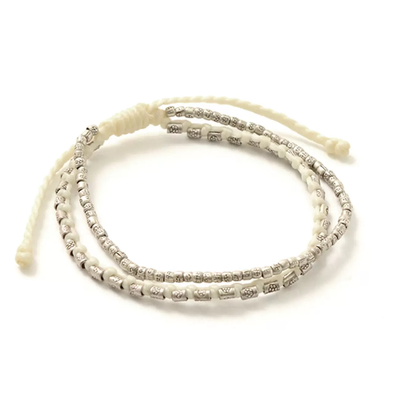PHADUA Bracelets>Double Strand Bracelet With Silver Waxed Cord