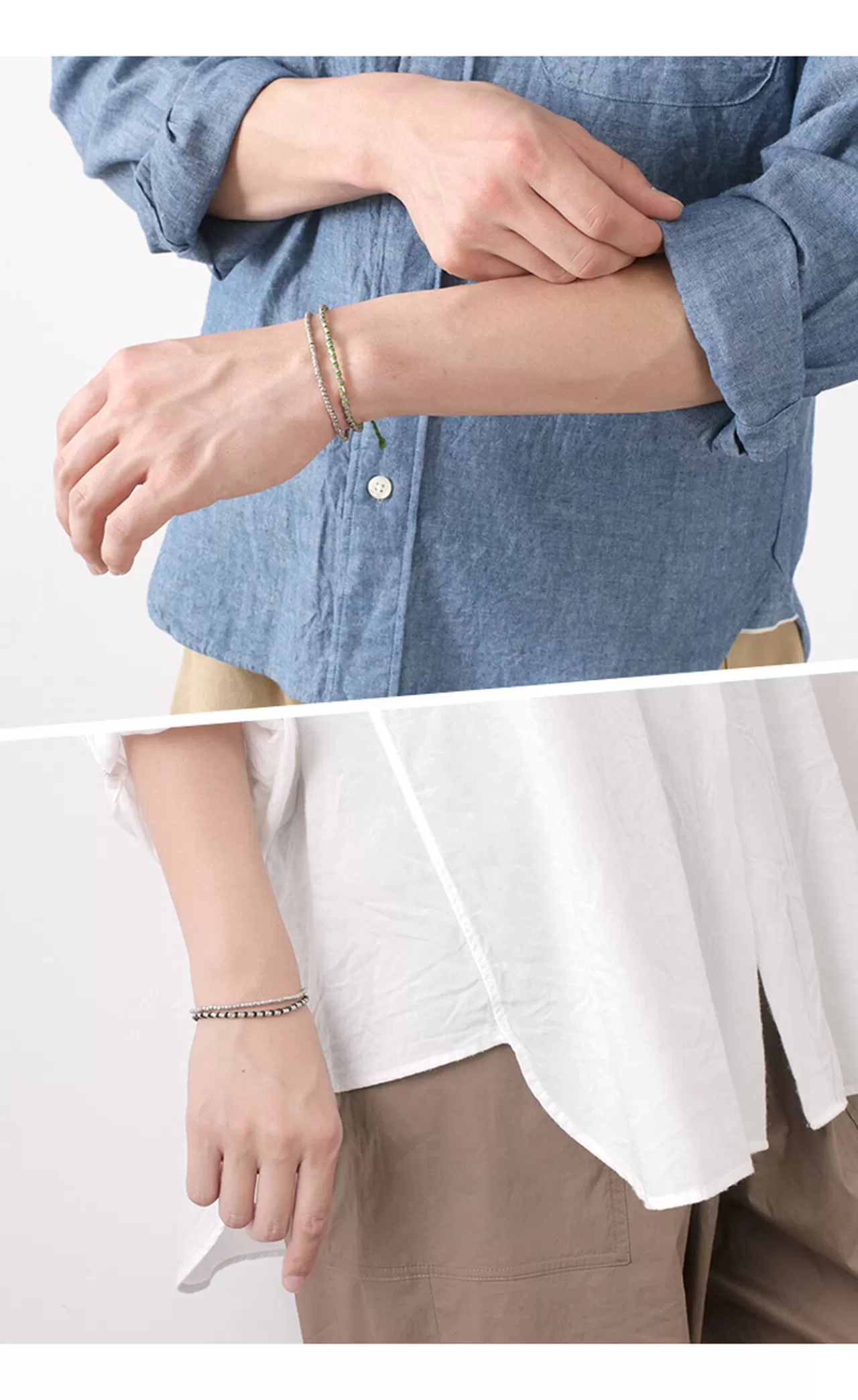 PHADUA Bracelets>Double Strand Bracelet With Silver Waxed Cord