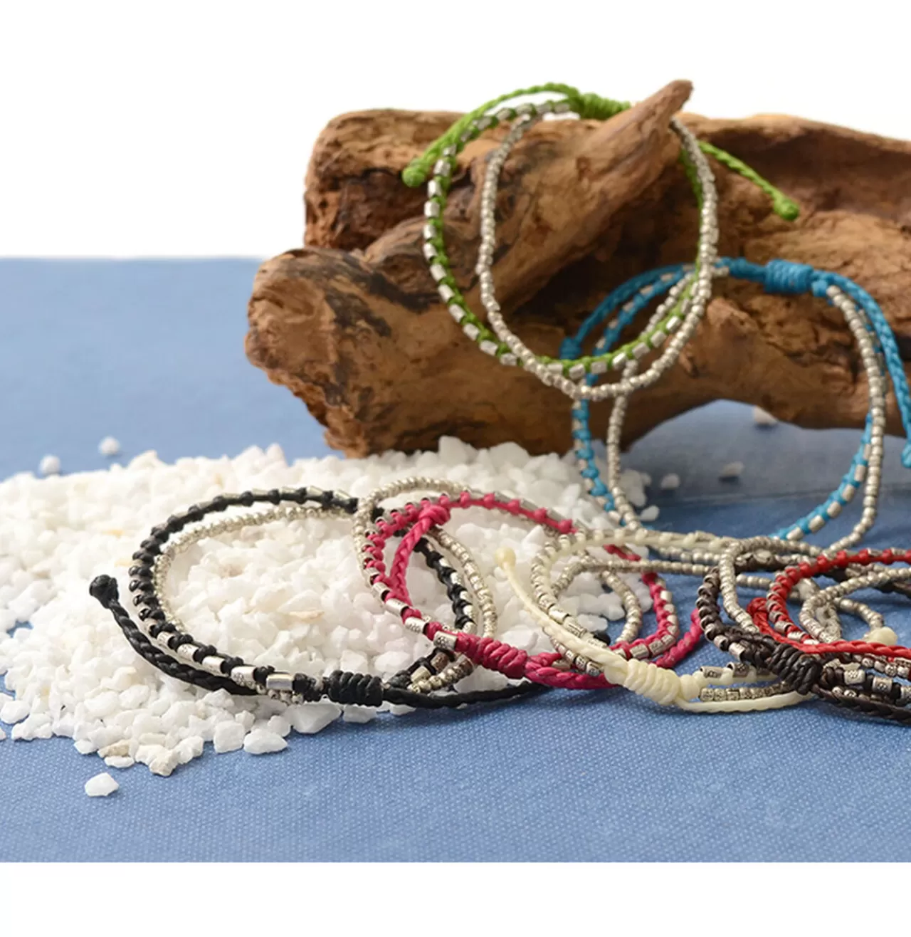 PHADUA Bracelets>Double Strand Bracelet With Silver Waxed Cord