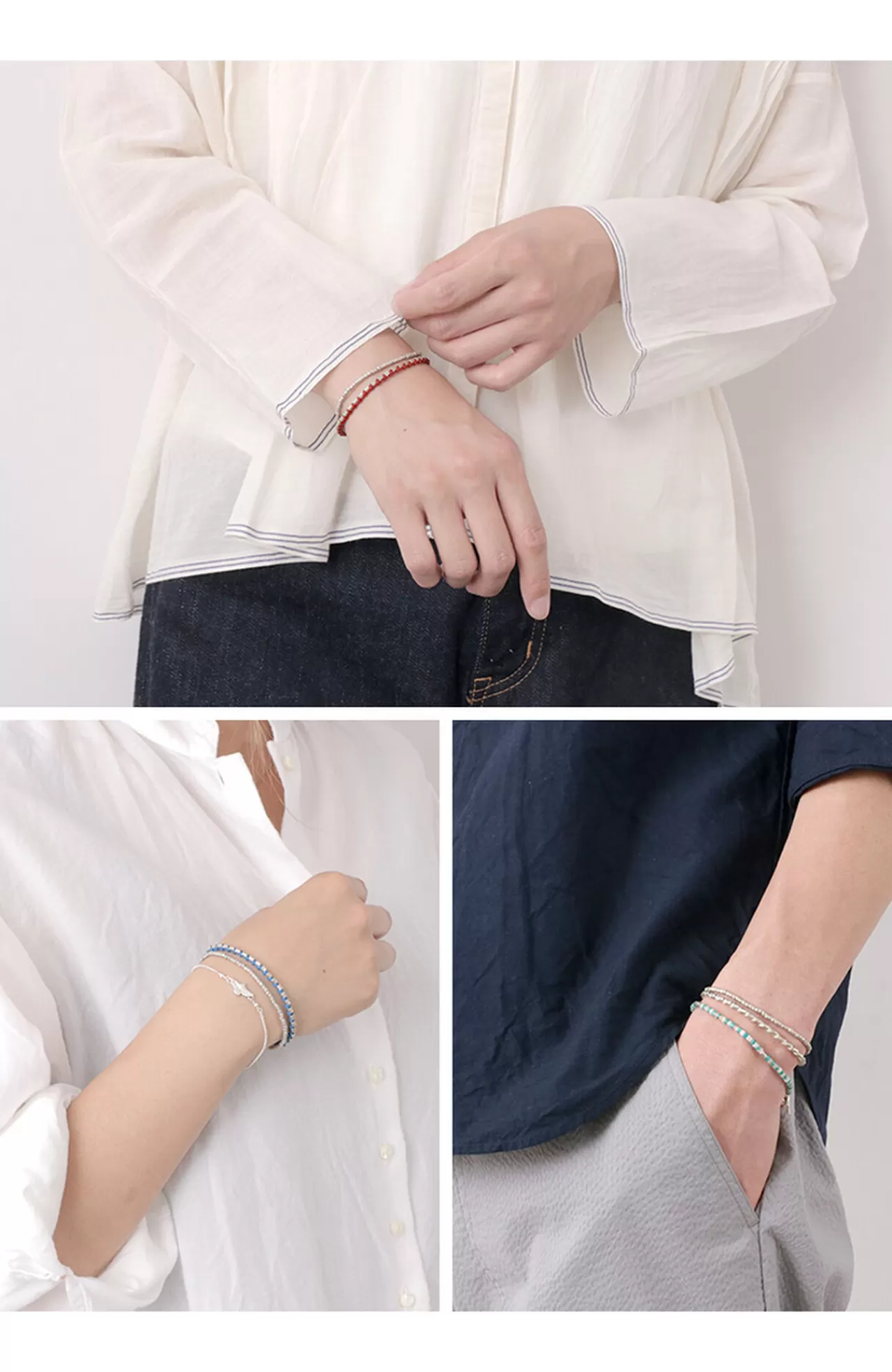 PHADUA Bracelets>Double Strand Bracelet With Silver Waxed Cord
