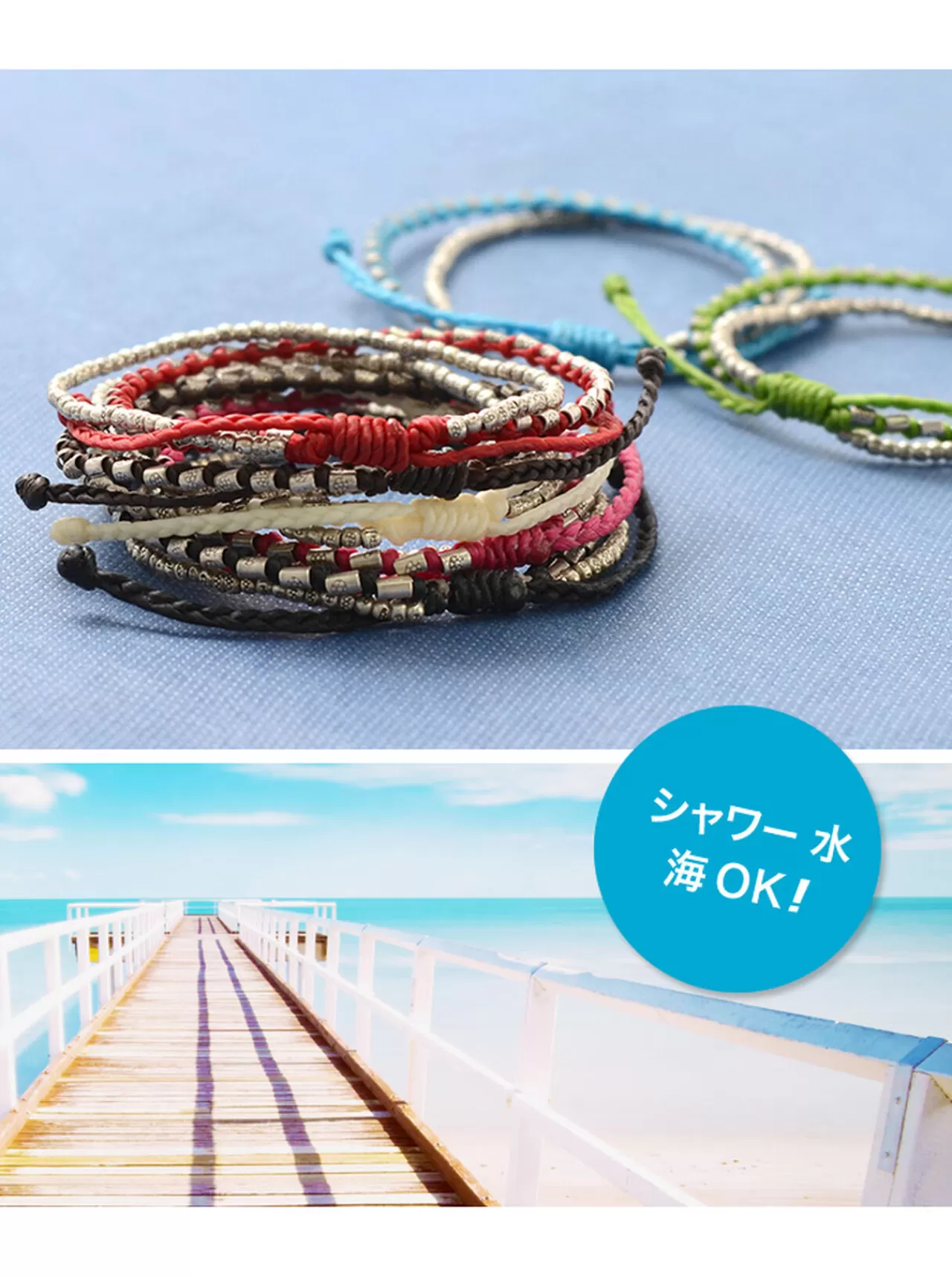 PHADUA Bracelets>Double Strand Bracelet With Silver Waxed Cord