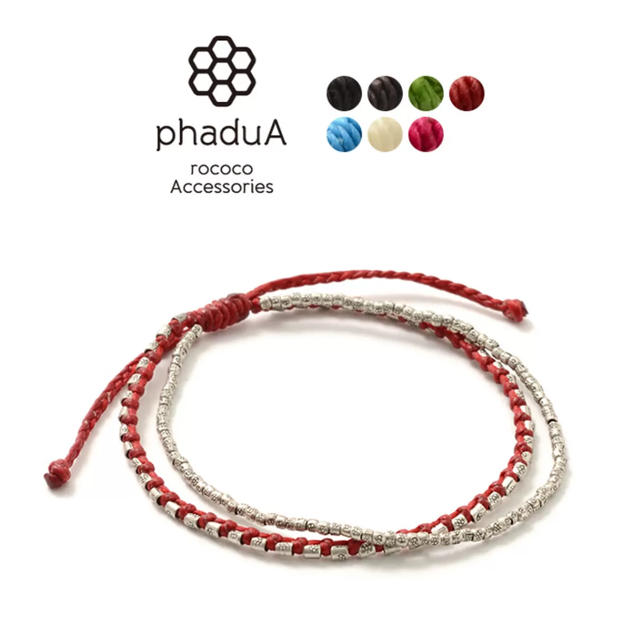 PHADUA Anklets>Double-Strand Anklet With Silver Wax Cord