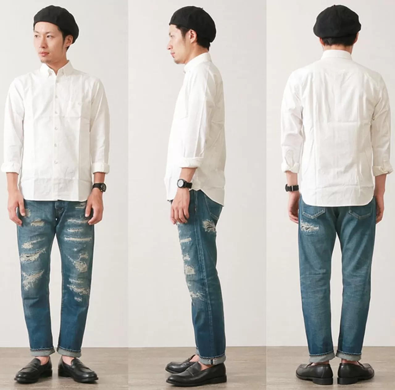 DEPSEA Trousers>Dp001 Straight 5P Denim Pants-Vintage Finish Rdenim