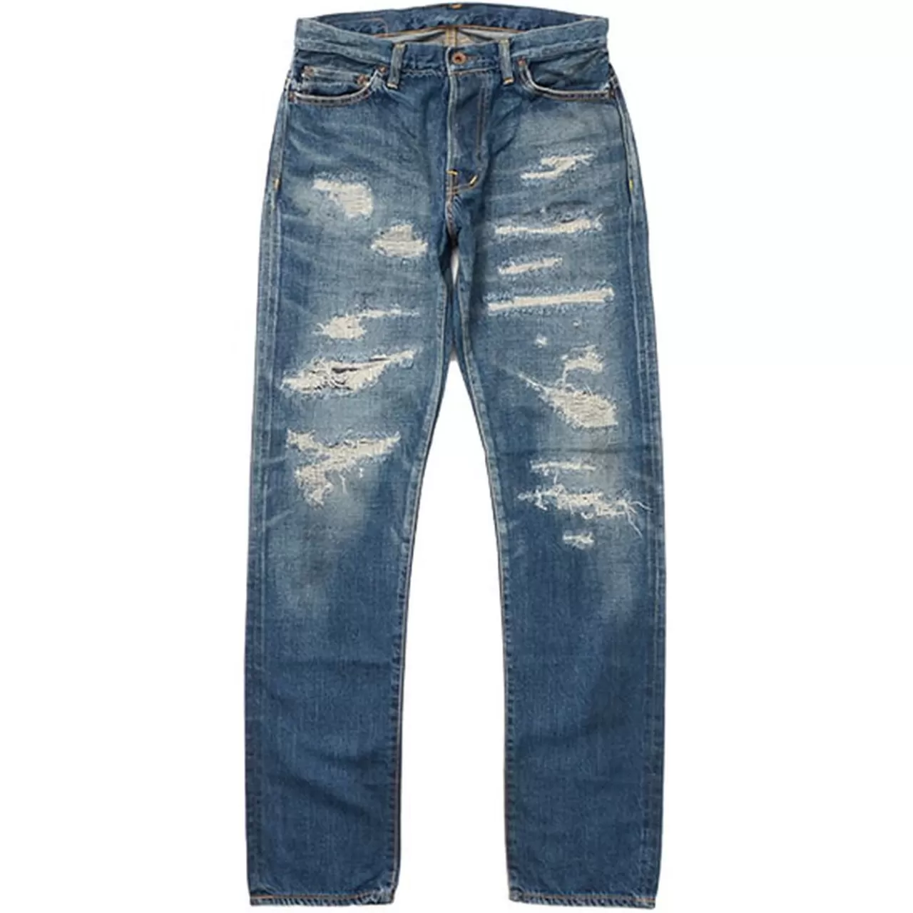 DEPSEA Trousers>Dp001 Straight 5P Denim Pants-Vintage Finish Rdenim