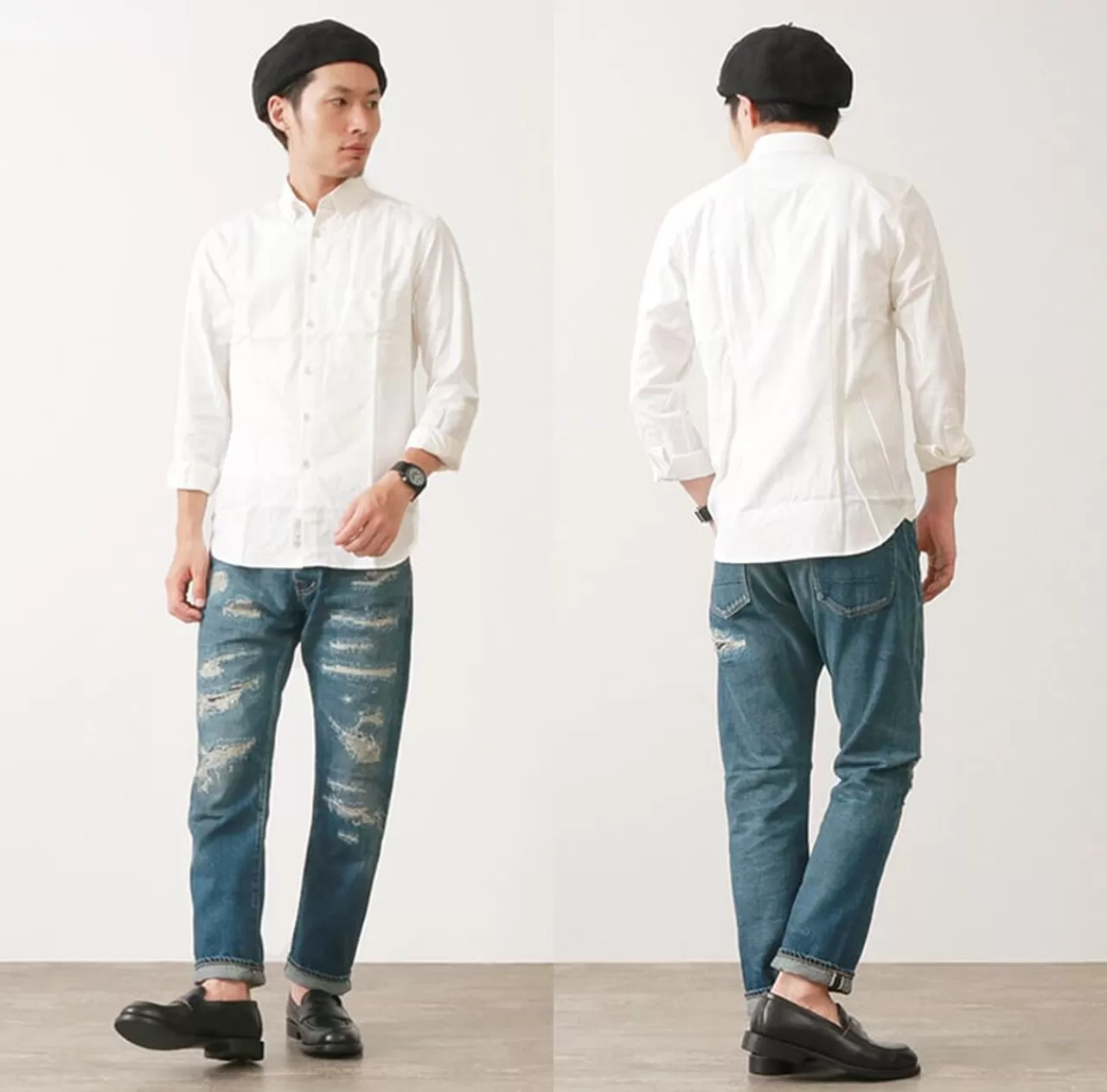 DEPSEA Trousers>Dp001 Straight 5P Denim Pants-Vintage Finish Rdenim