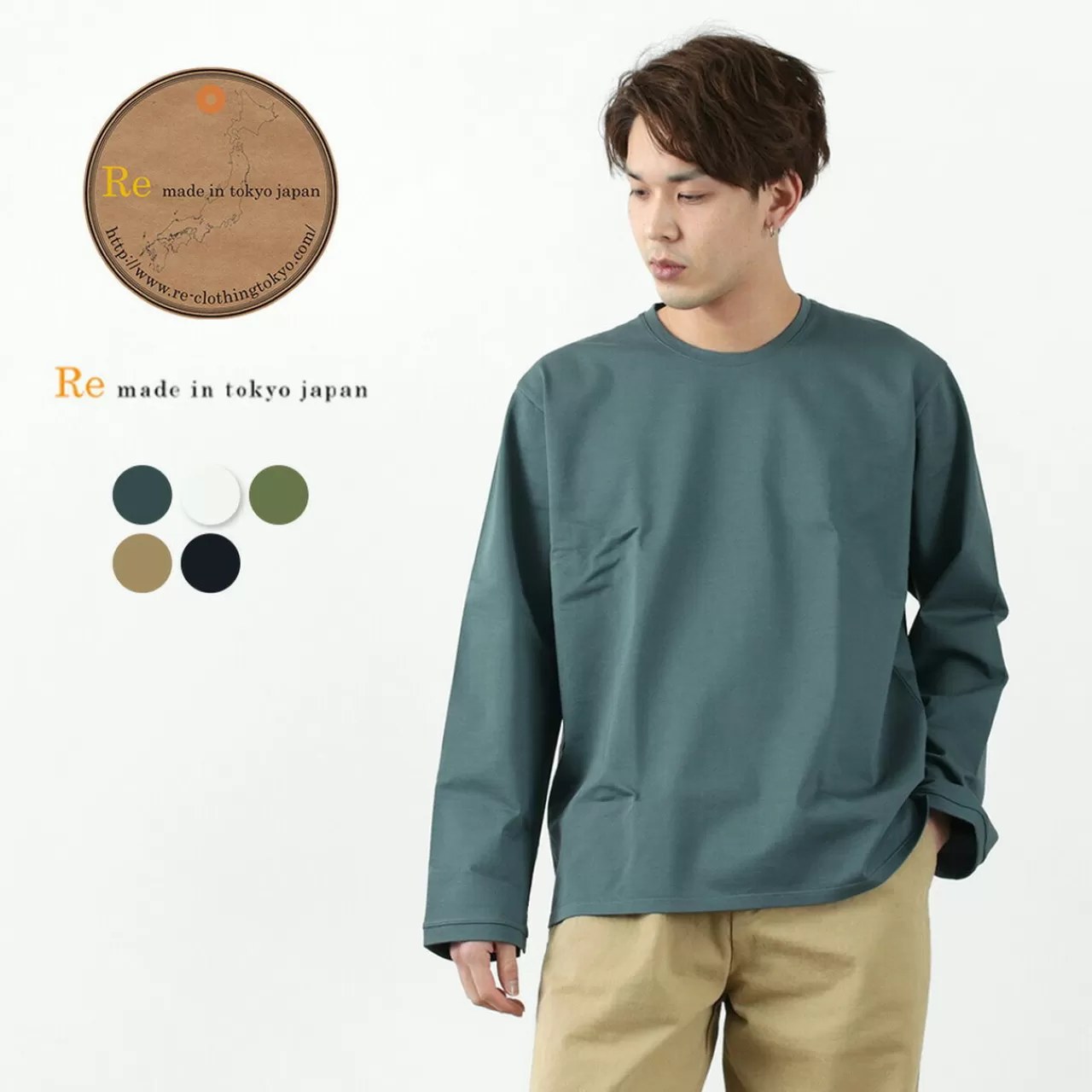 RE MADE IN TOKYO JAPAN Long Sleeves>Dress Organic T-Shirt L/S