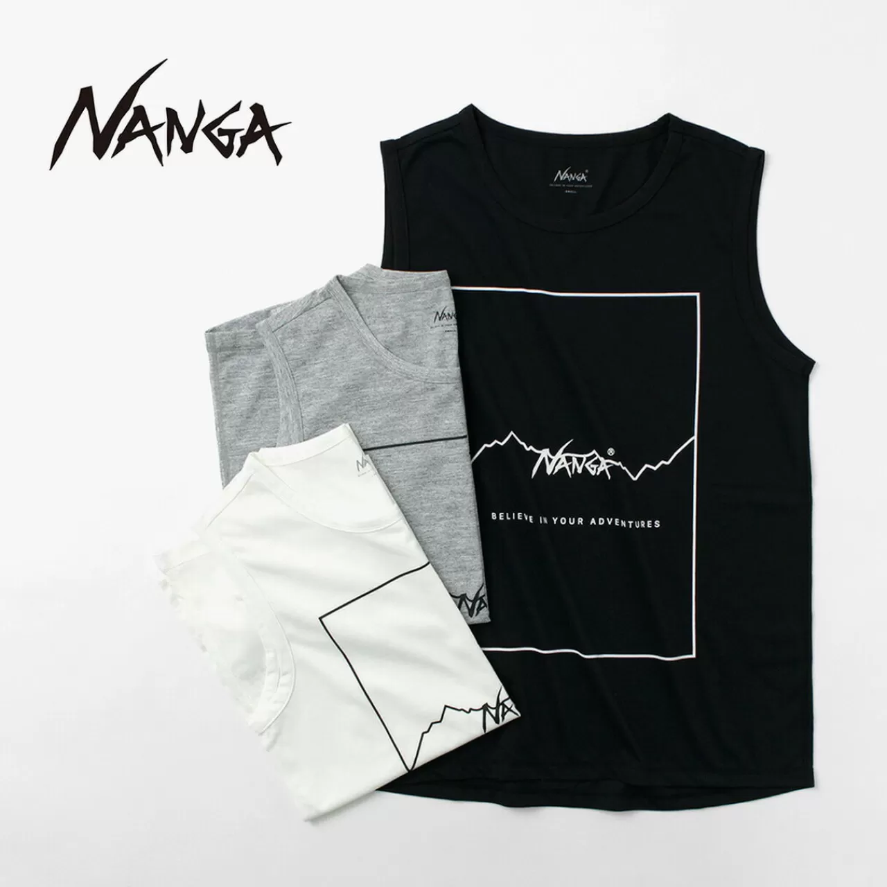 NANGA Short Sleeves>Dry Mix Frame Logo Tank Top T-Shirt