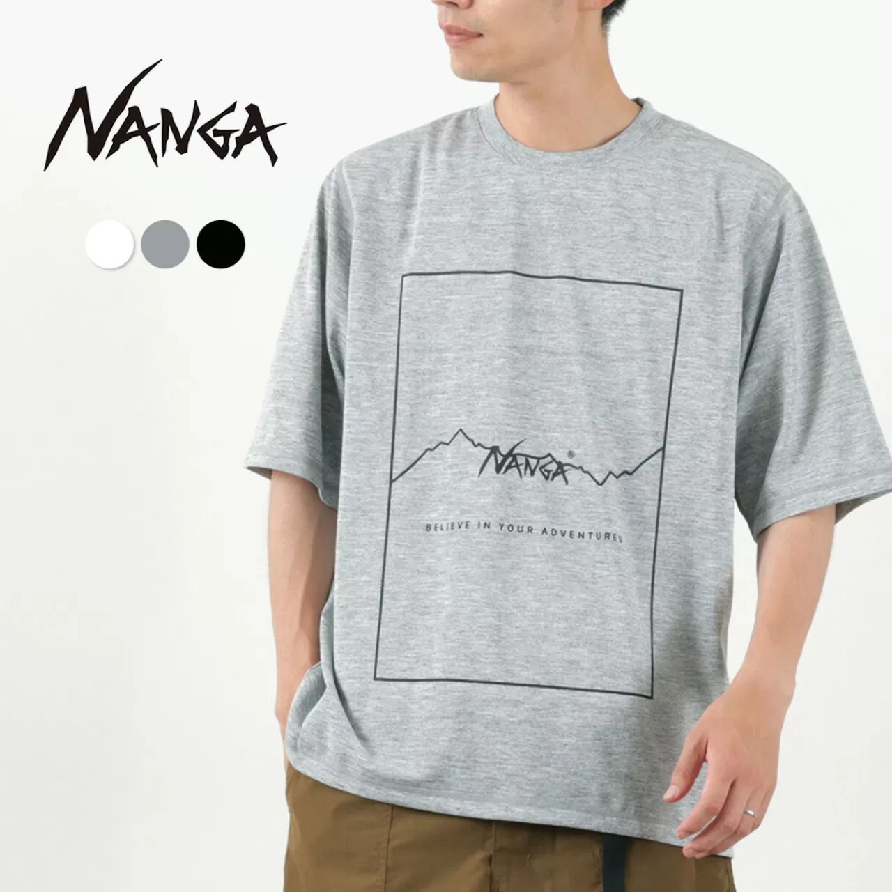 NANGA Short Sleeves>Dry Mix Frame Logo Tee