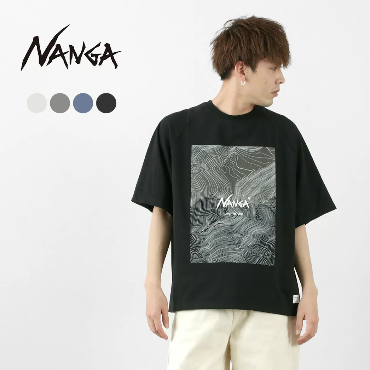 NANGA Short Sleeves>Eco Hybrid Loose Fit Contour Map Logo T-Shirt