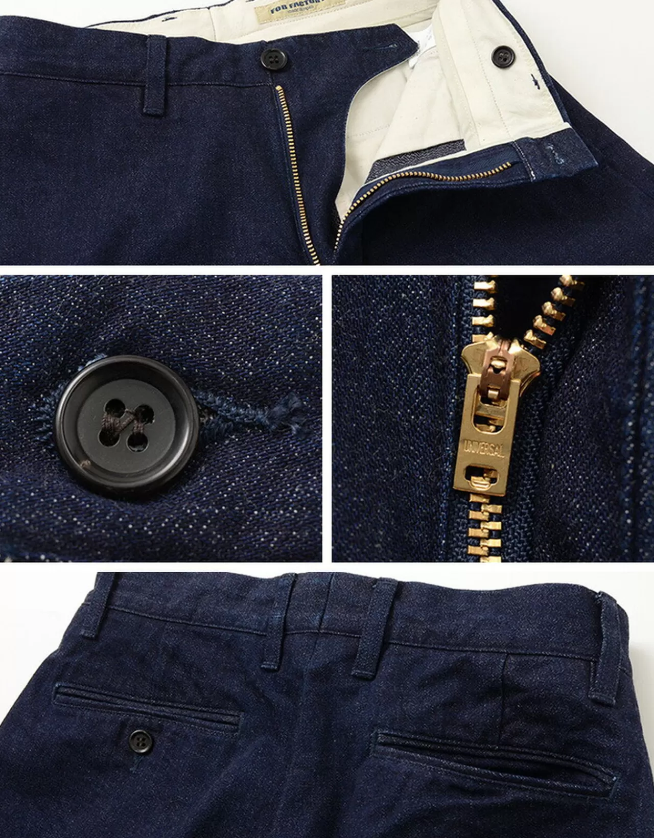 FOB FACTORY Trousers>F0481 Heritage Denim Trousers Onewash