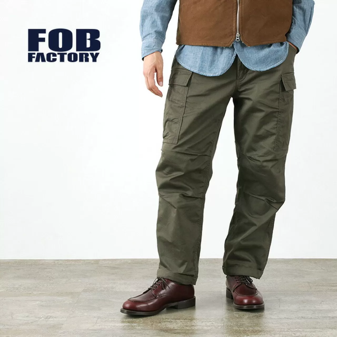 FOB FACTORY Trousers>F0503 Cargo Trousers Olive