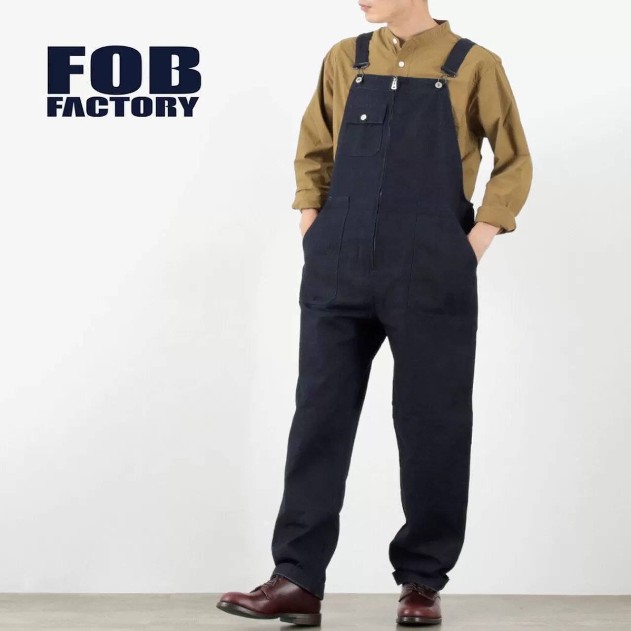 FOB FACTORY Trousers>F0517 Denim Overalls One Wash Onewash