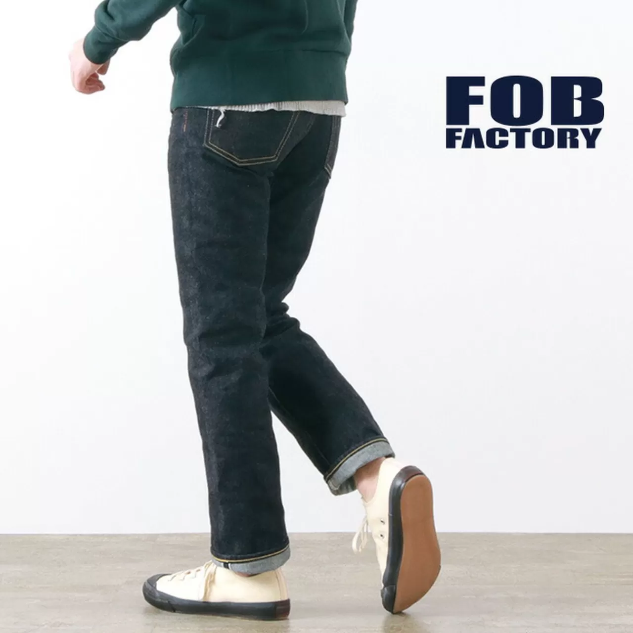 FOB FACTORY Trousers>F097 Selvic 5-Pocket Trousers Onewash