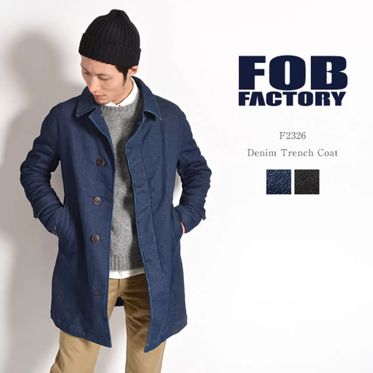 FOB FACTORY Coats>F2326 Denim Trench Coat