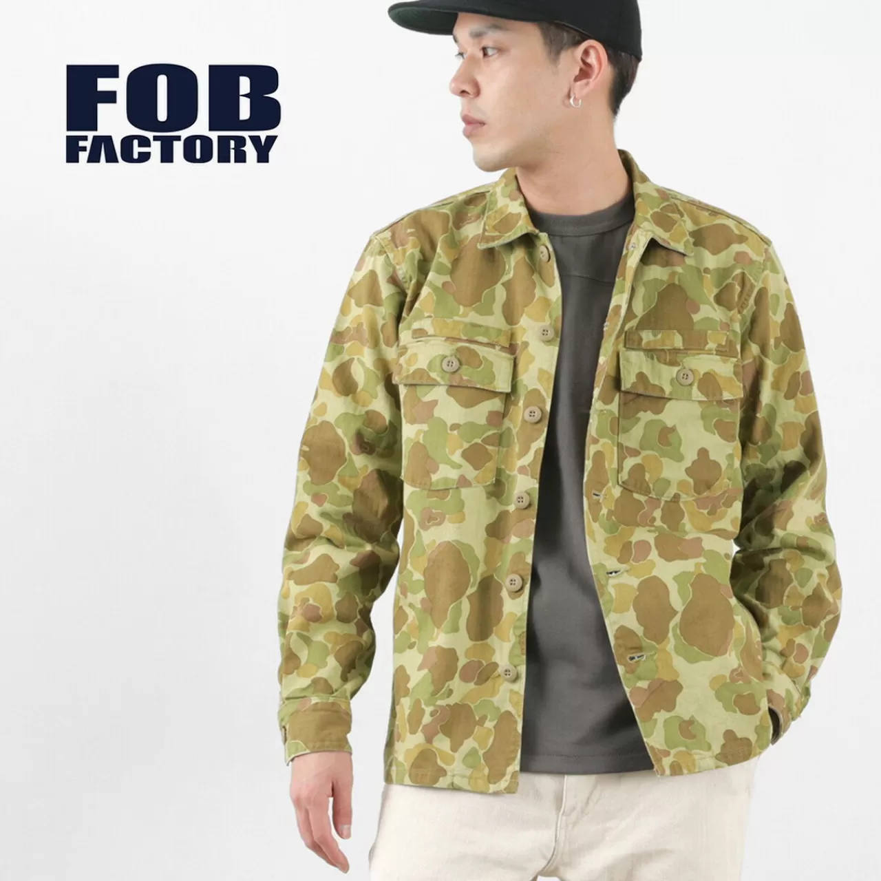 FOB FACTORY Jackets>F2362 Fatigue Shirt Jacket Camo