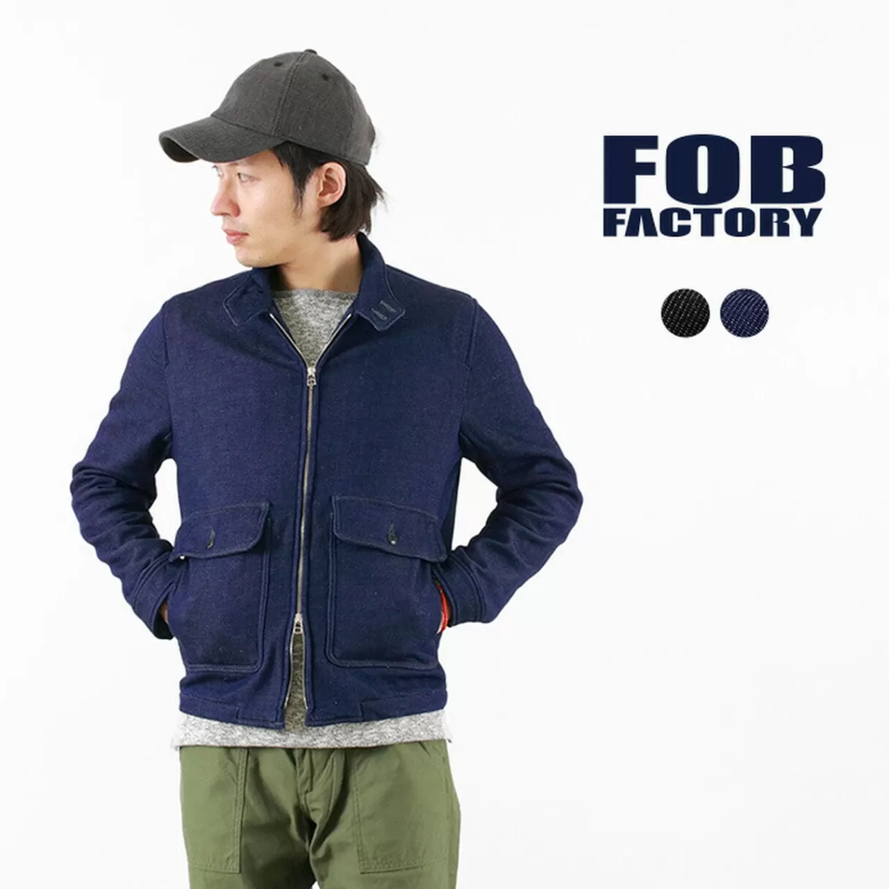 FOB FACTORY Jackets>F2374 Denim Harrington Jacket