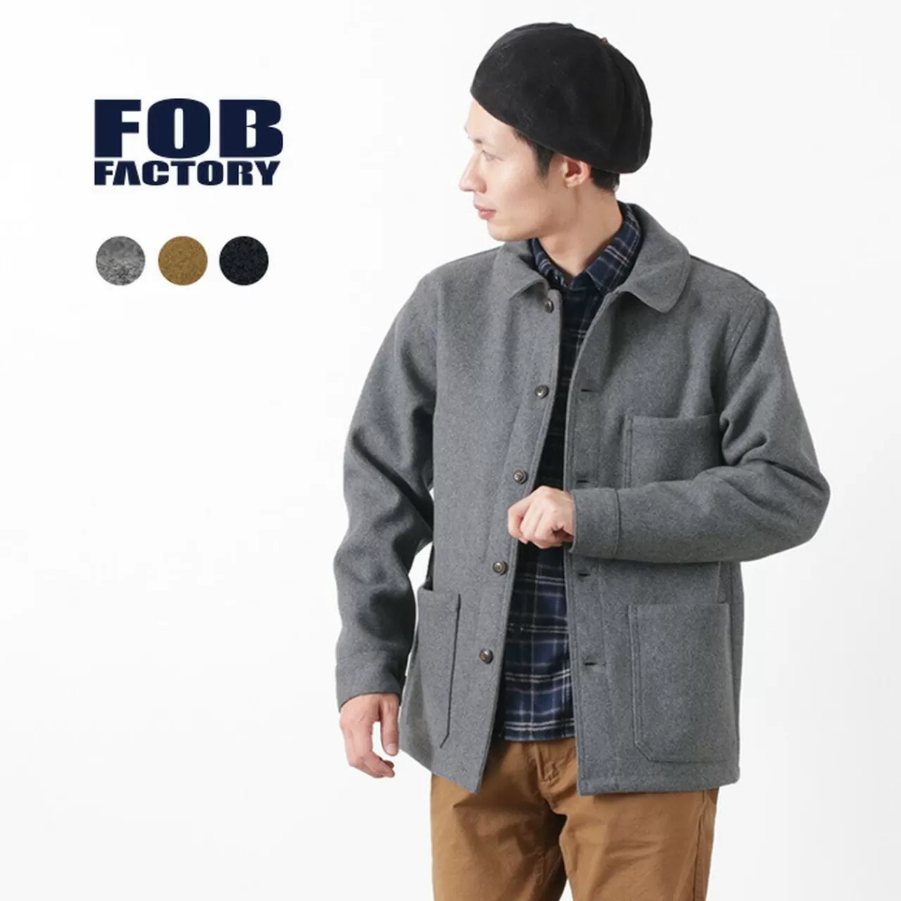 FOB FACTORY Jackets>F2387 Wool Cashmere French Coverall