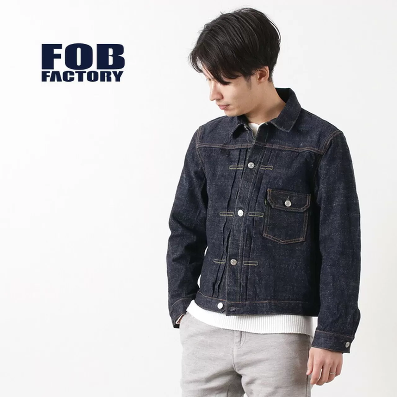 FOB FACTORY Jackets>F2400 Selvic Denim 1St Jacket