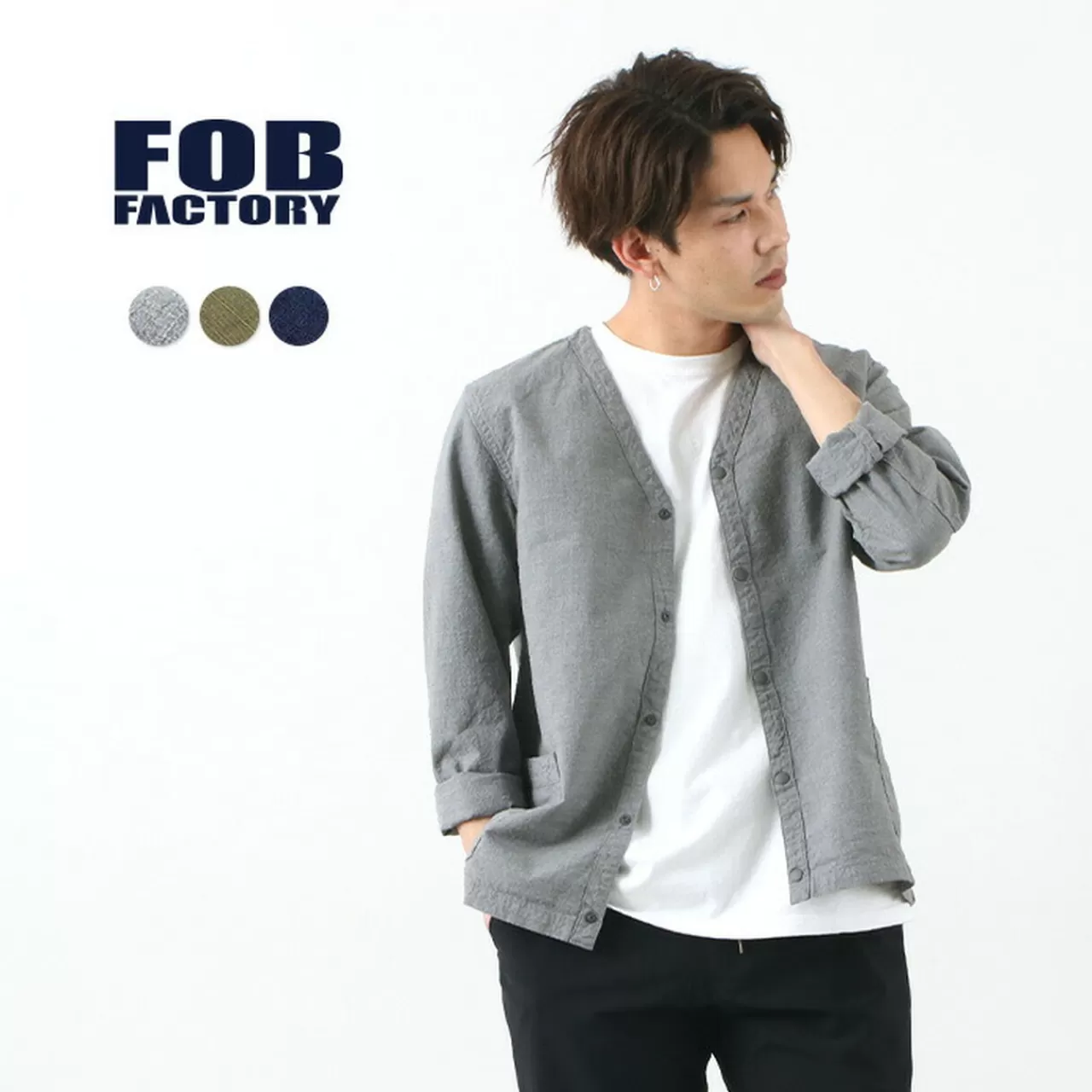 FOB FACTORY Cardigan>F2409 Military Cardigan