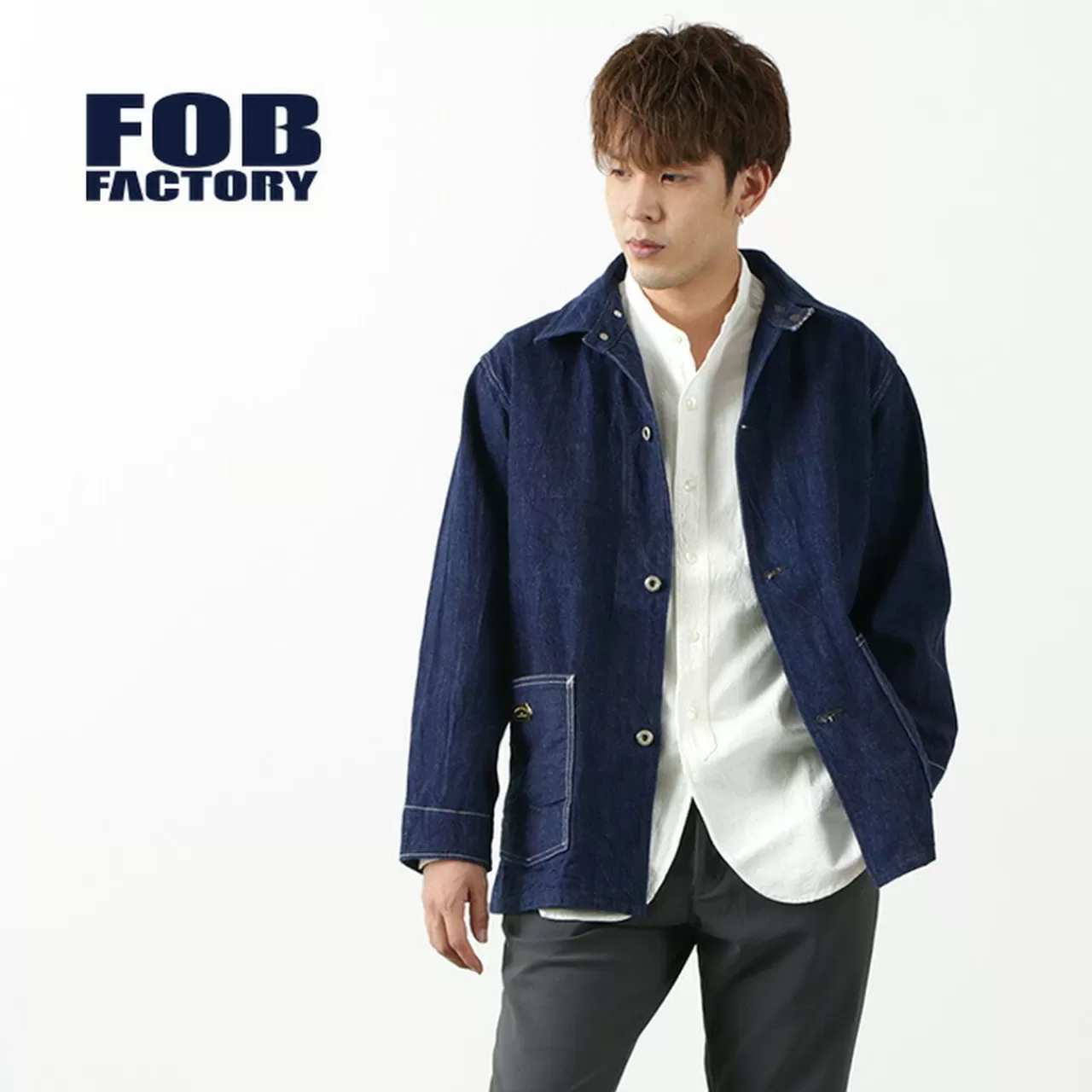 FOB FACTORY Jackets>F2417Ww2 Denim Coveralls Onewash