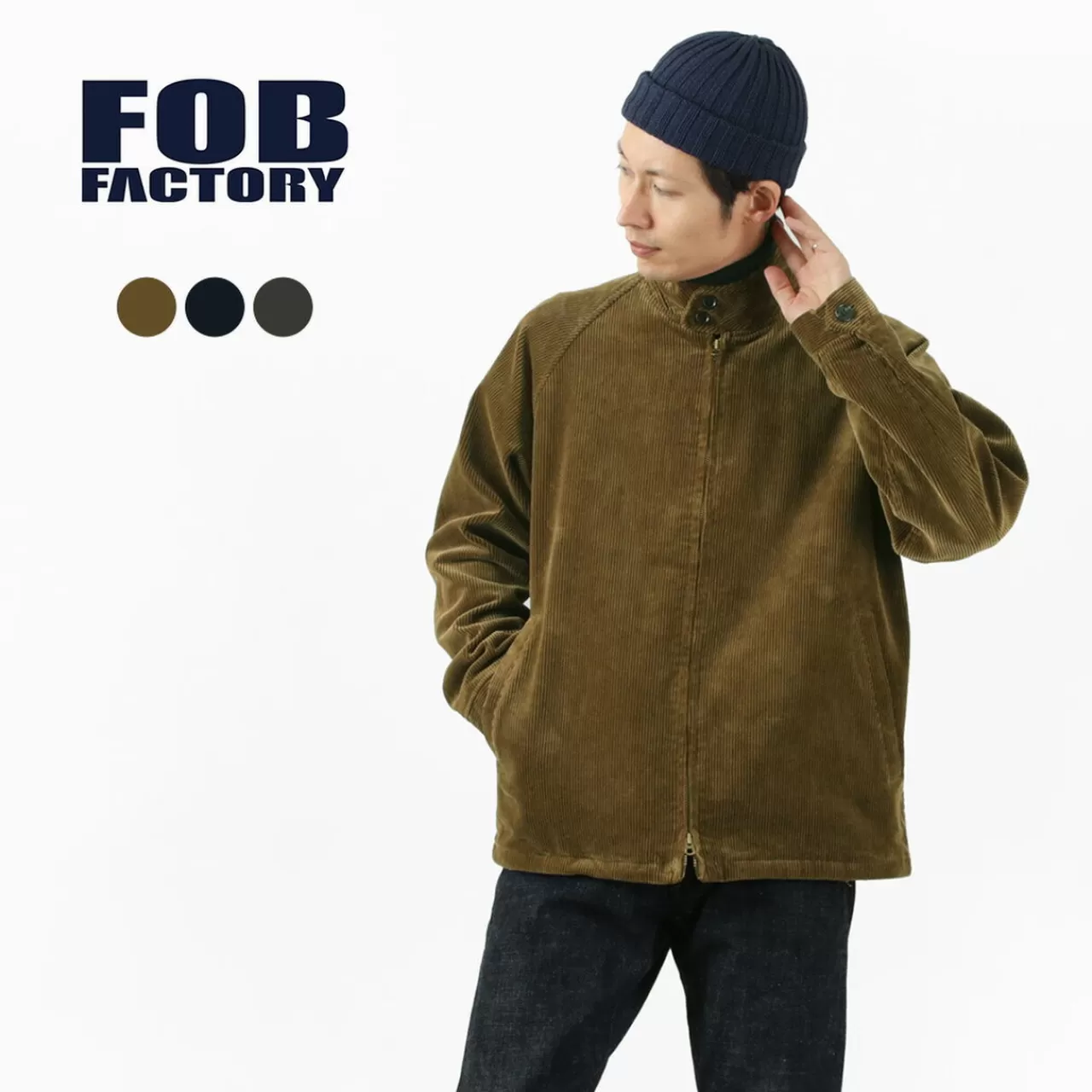 FOB FACTORY Jackets>F2429 Corduroy Harrington Jacket