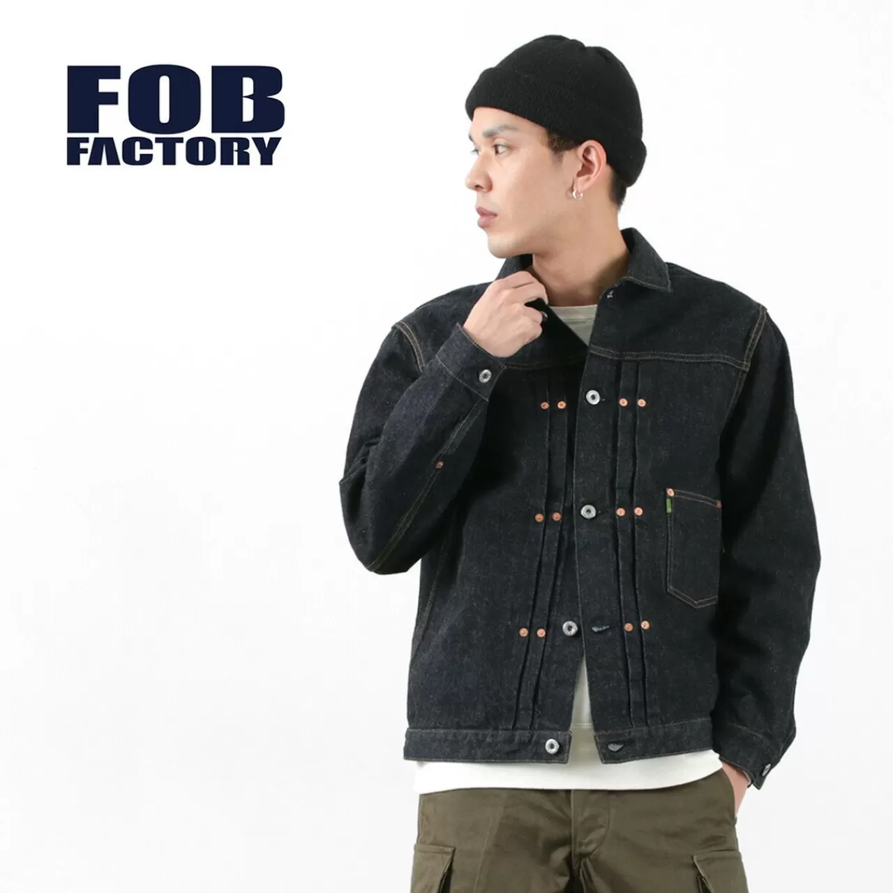 FOB FACTORY Jackets>F2432 F165 Selvage 14.75Oz Garage Denim Onewashed