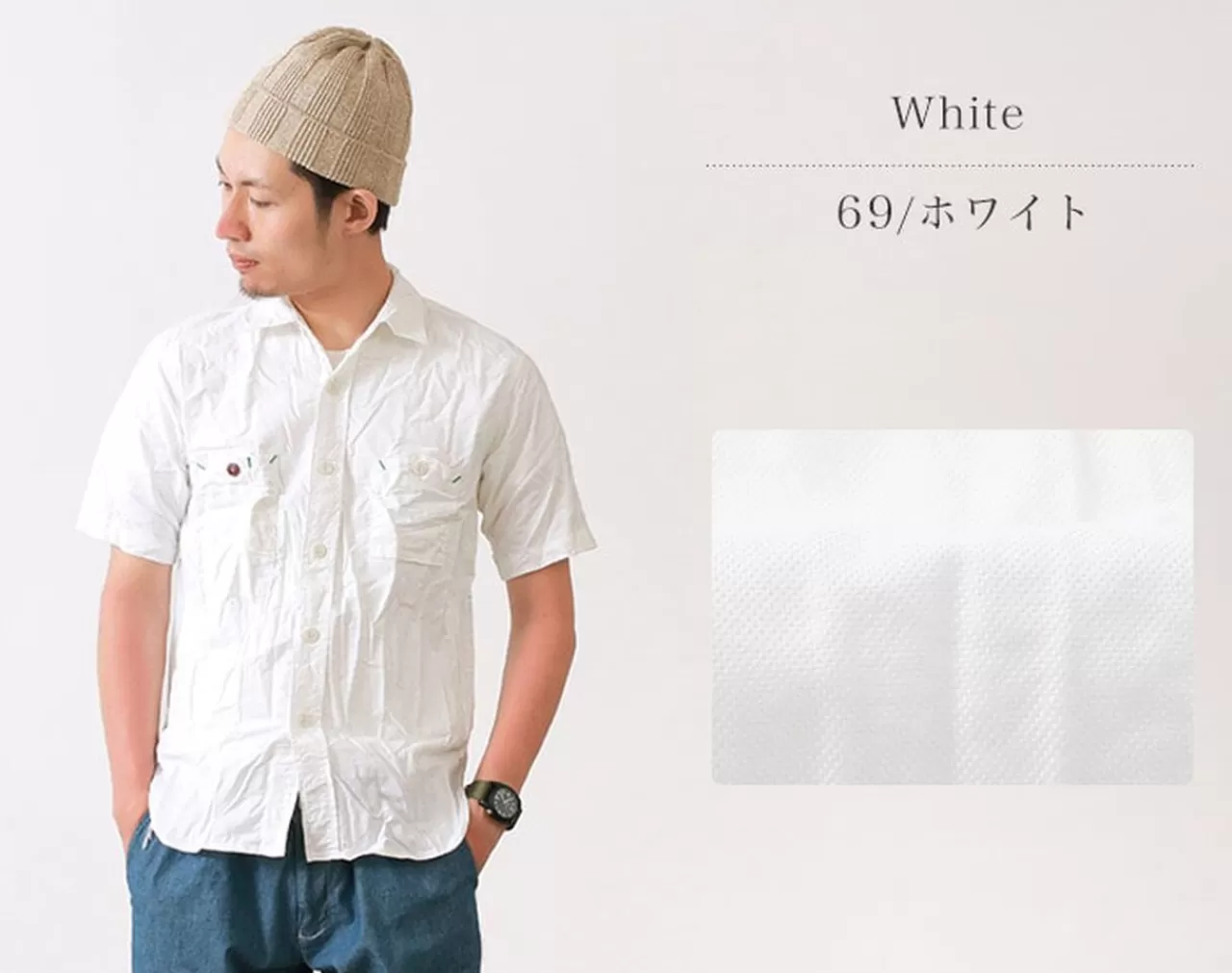 FOB FACTORY Short Sleeves>F3269 H/S Oxford Work Shirt White