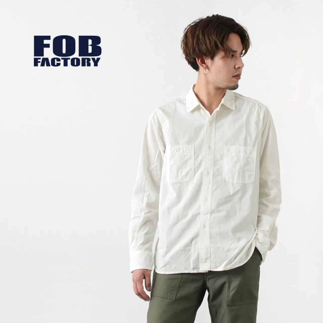 FOB FACTORY Long Sleeves>F3379 Ox Work Shirt White