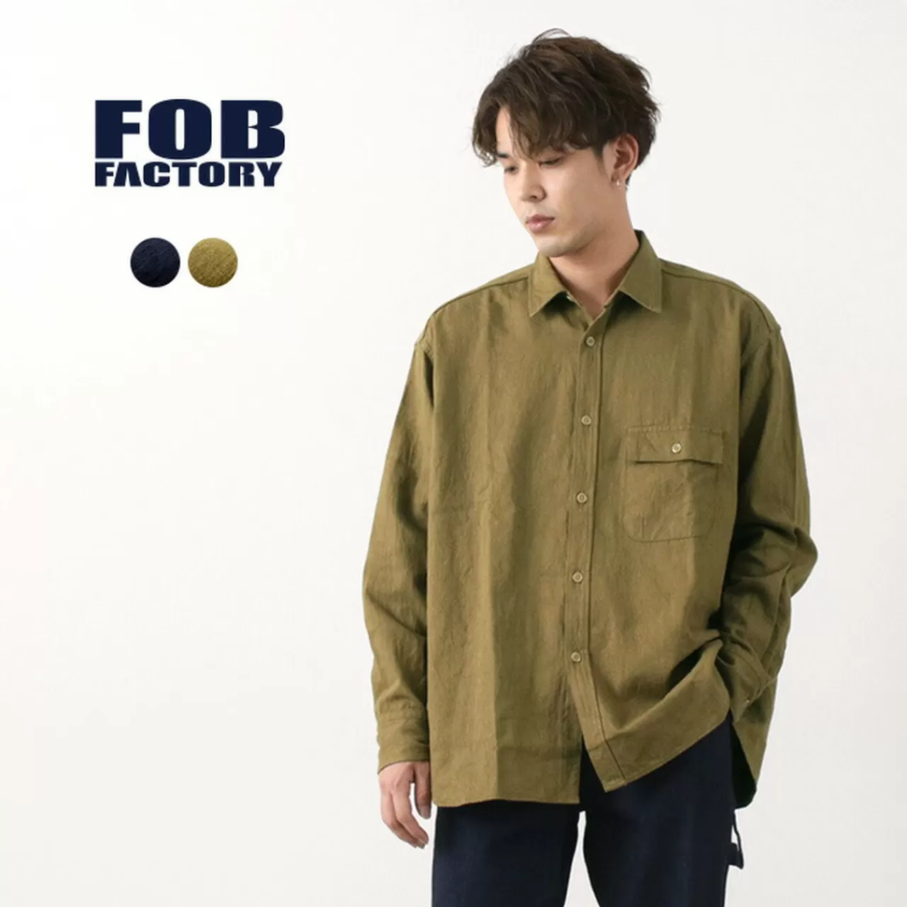 FOB FACTORY Long Sleeves>F3451 Linen Cotton Oversized Shirt