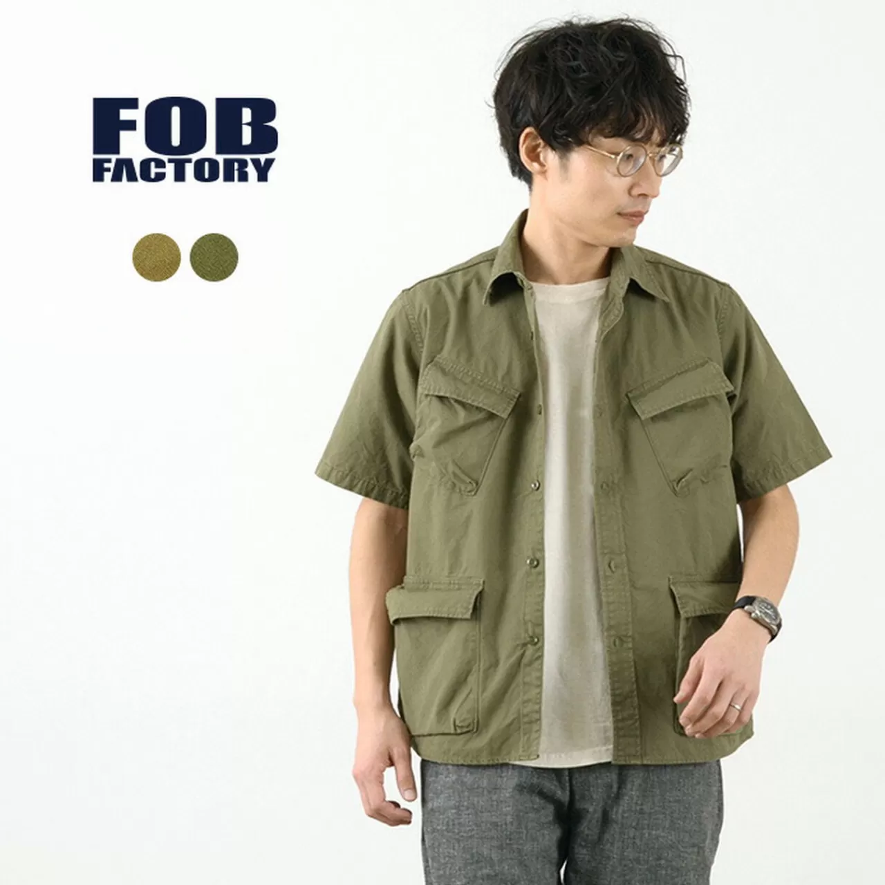 FOB FACTORY Short Sleeves>F3467 Fatigue Short Sleeve Shirt