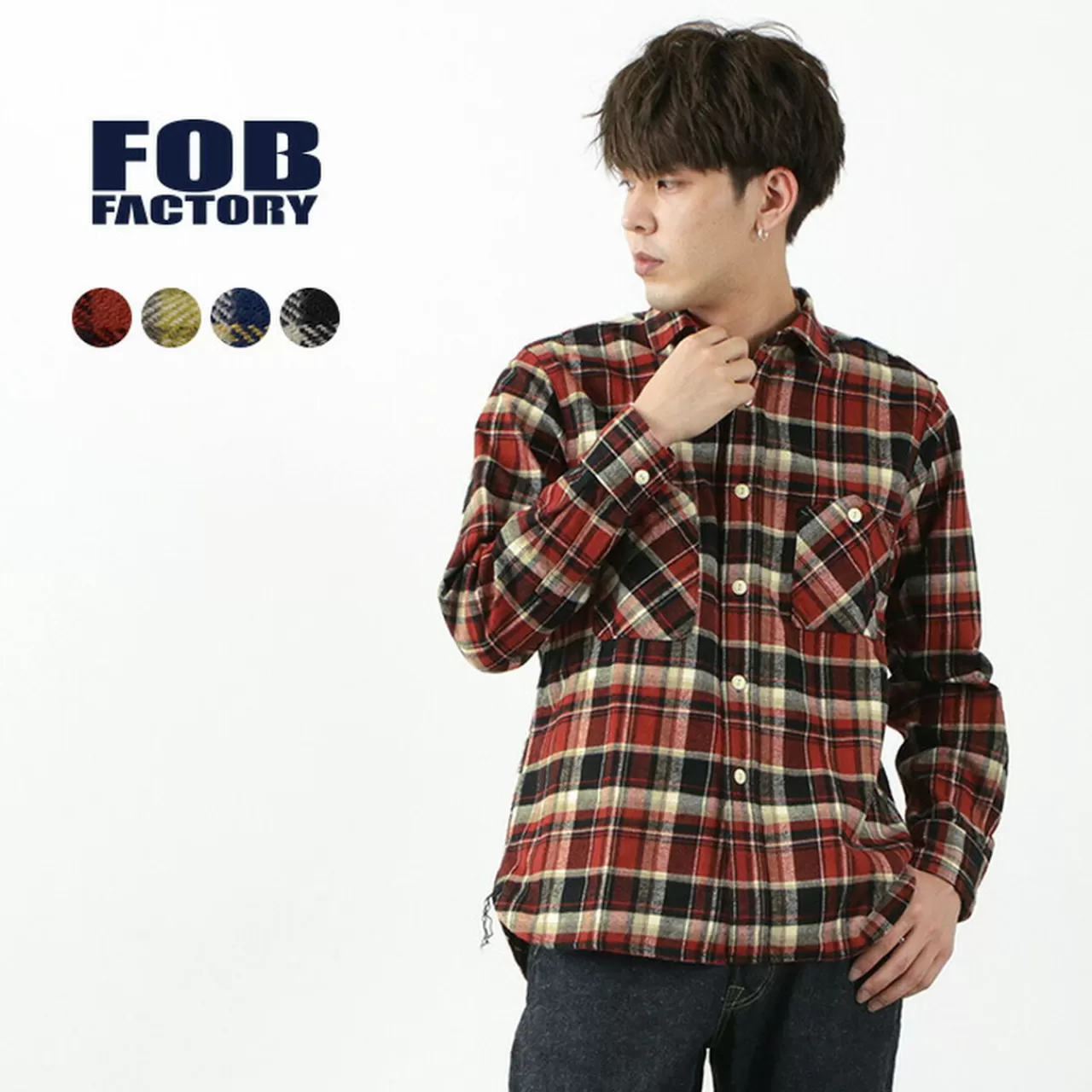 FOB FACTORY Long Sleeves>F3474 Heavy Flannel Work Shirt