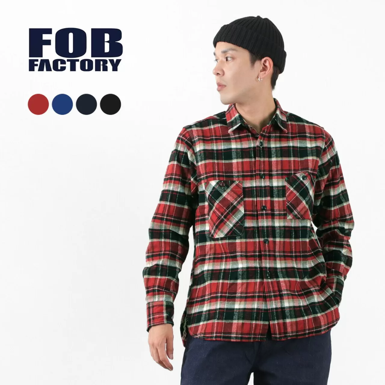 FOB FACTORY Long Sleeves>F3481 Heavy Nel Work Shirt