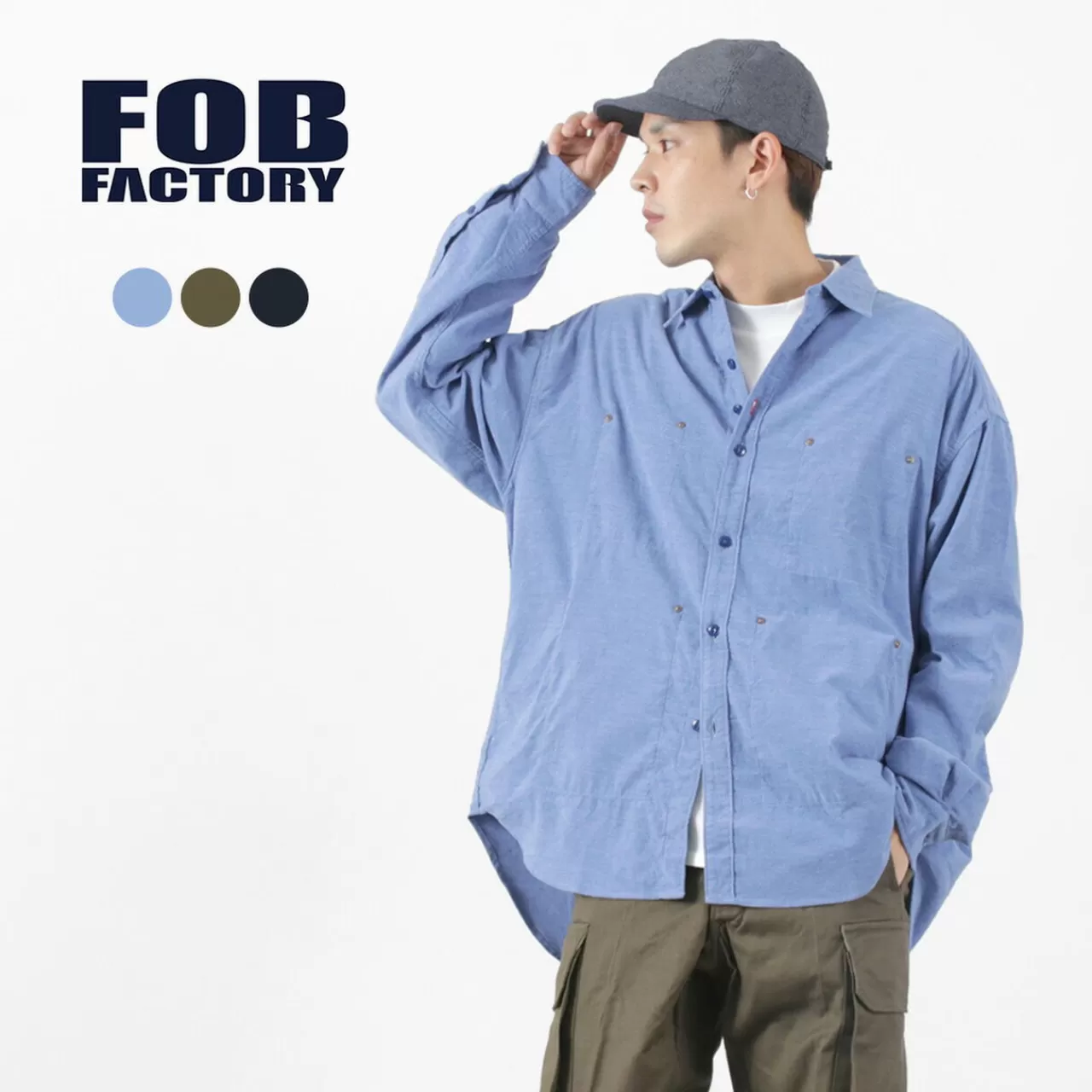 FOB FACTORY Long Sleeves>F3482 Corduroy Ball Shirt