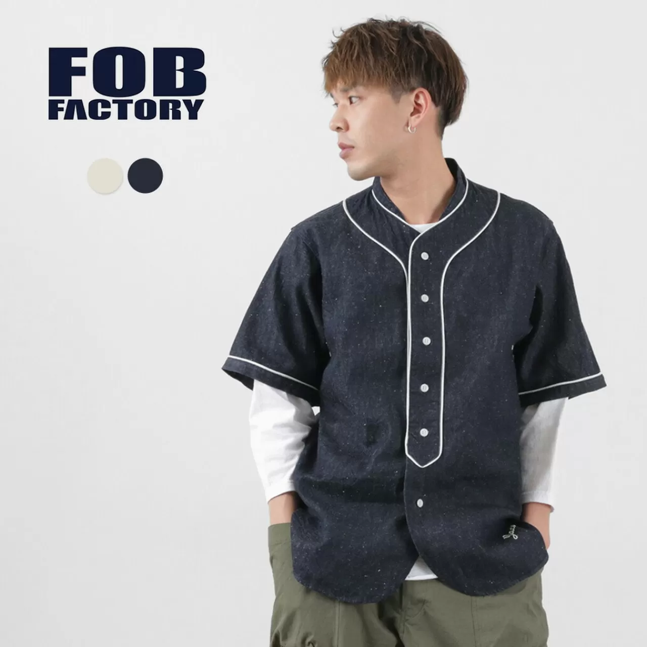 FOB FACTORY Short Sleeves>F3490 Baseball Shirt