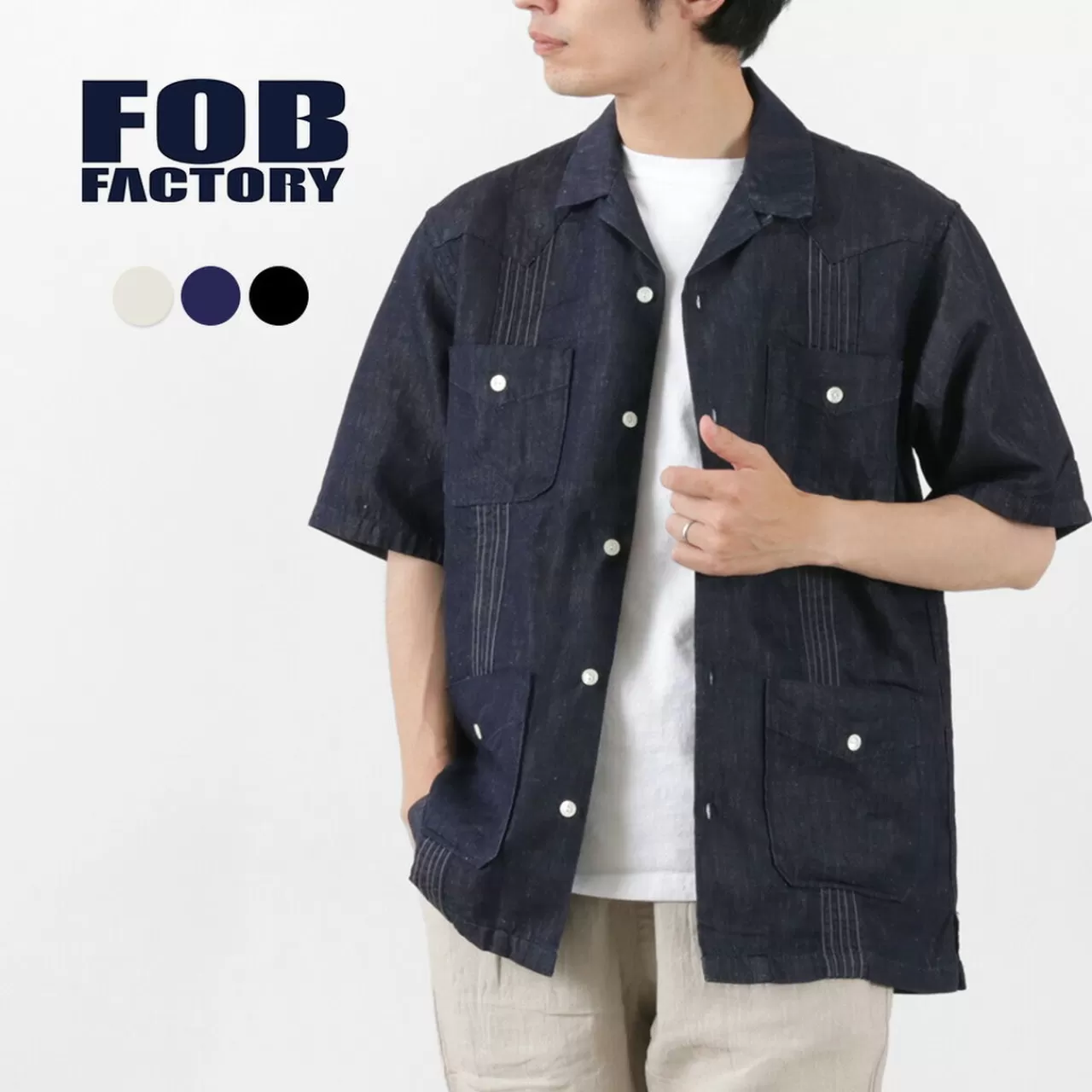 FOB FACTORY Short Sleeves>F3491 Cuba Shirt