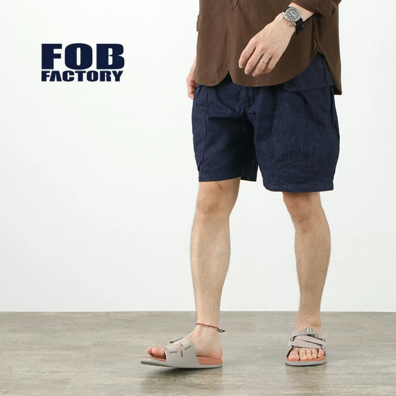 FOB FACTORY Shorts>F4166 Denim Camp Shorts Onewash