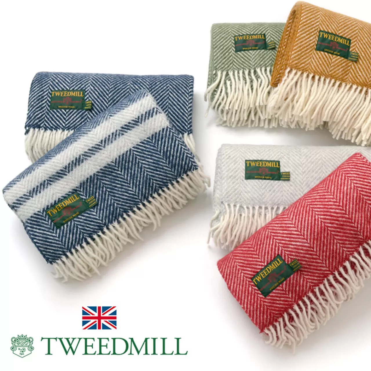 TWEED MILL Muffler>Fishbone Wool Knee Rug