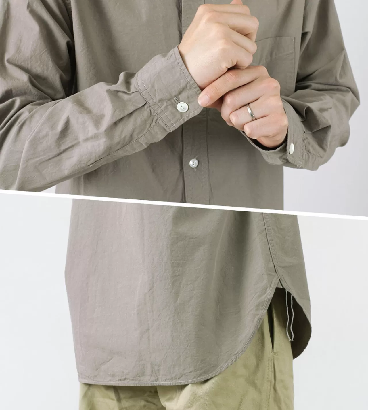 FOB FACTORY Long Sleeves>Frc005 Special Order Military Dump Band Collar Shirt, Long Sleeves