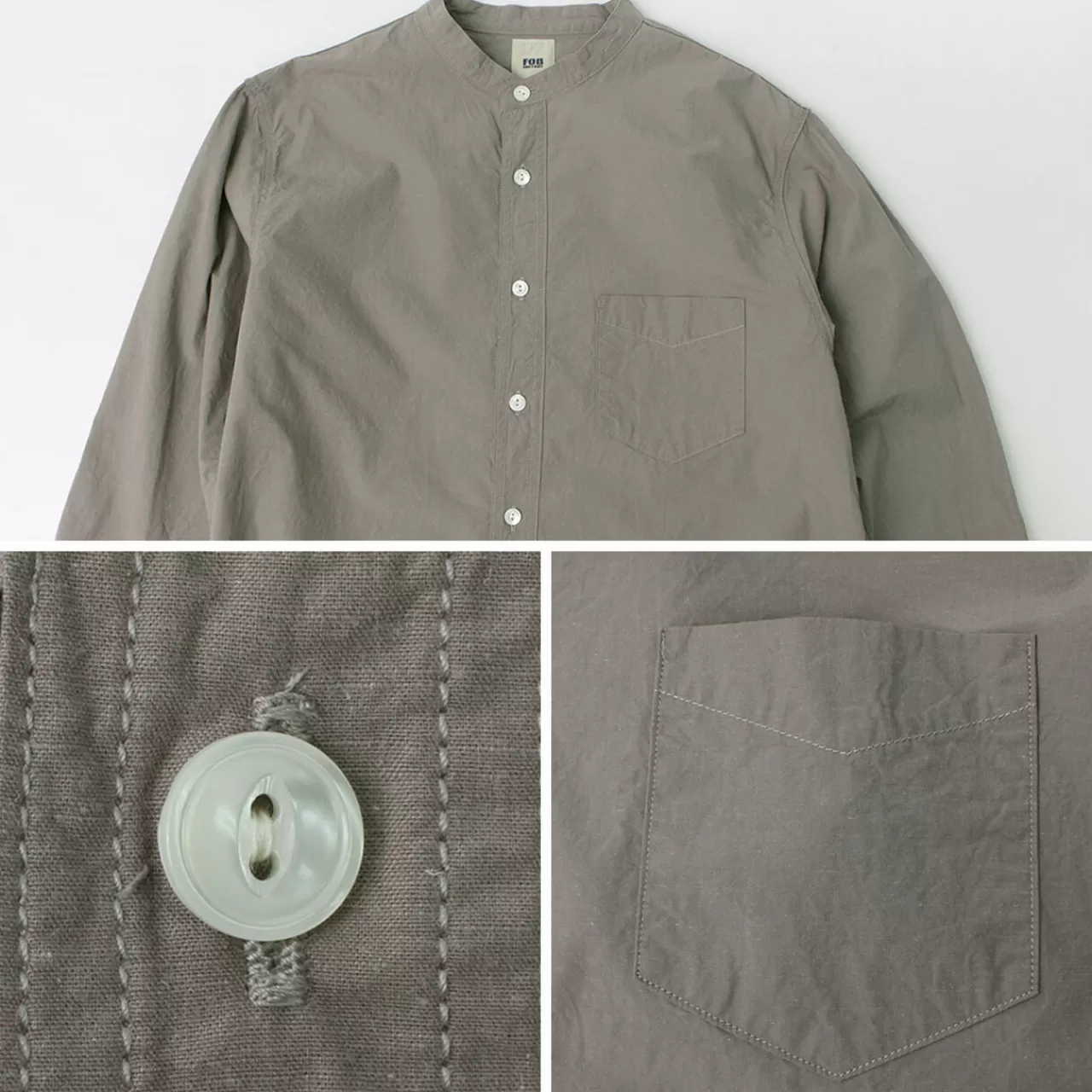 FOB FACTORY Long Sleeves>Frc005 Special Order Military Dump Band Collar Shirt, Long Sleeves