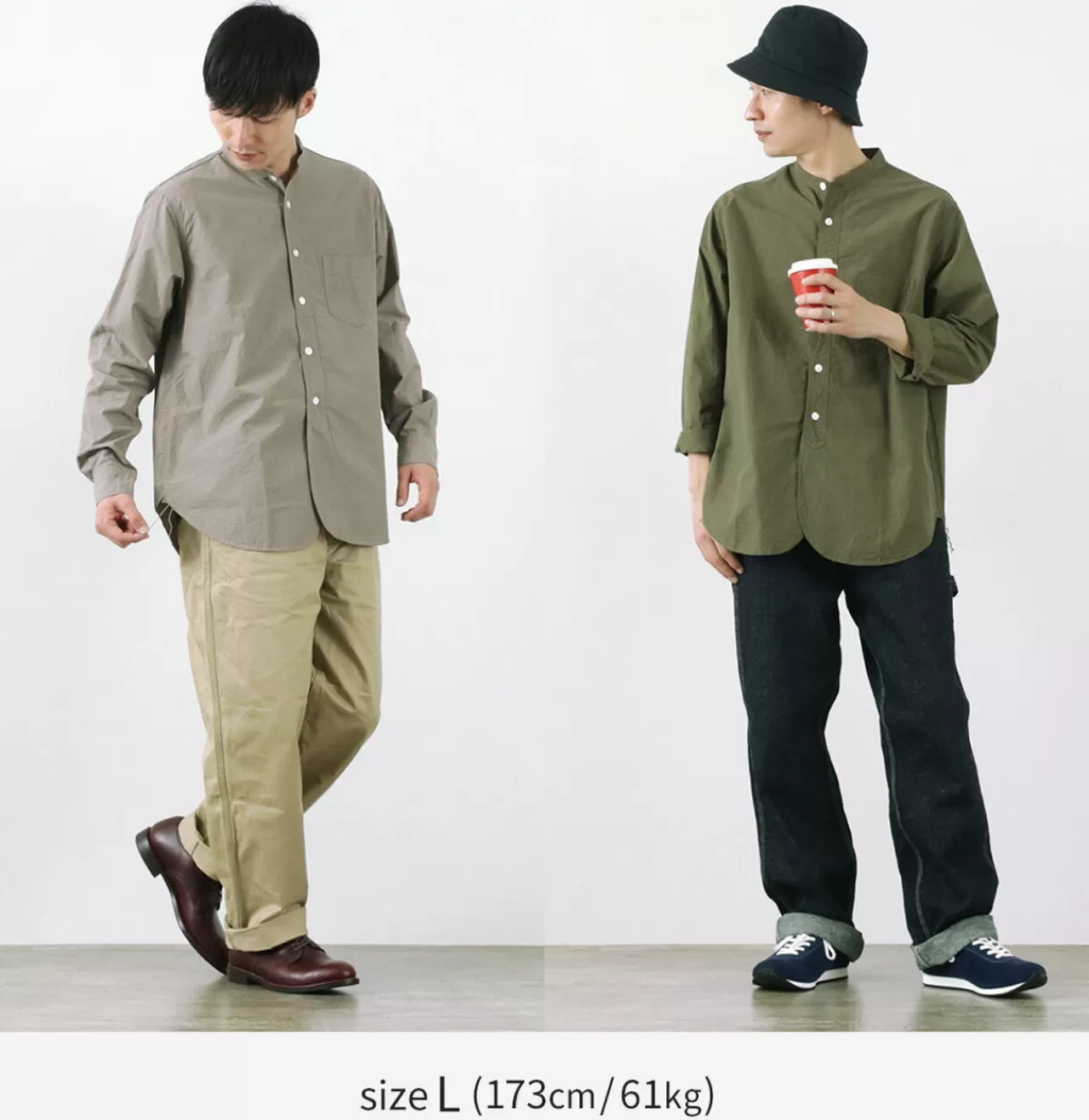FOB FACTORY Long Sleeves>Frc005 Special Order Military Dump Band Collar Shirt, Long Sleeves
