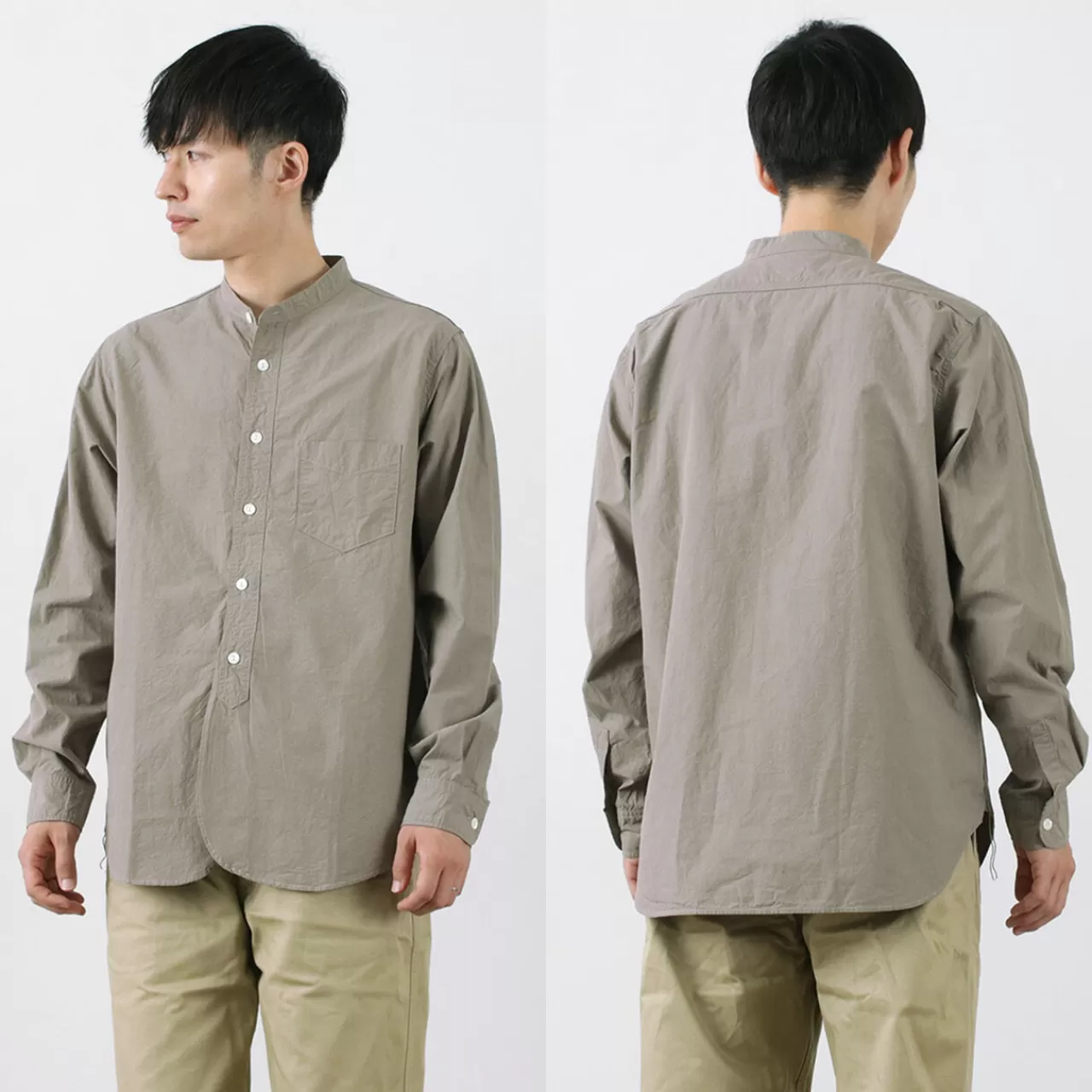 FOB FACTORY Long Sleeves>Frc005 Special Order Military Dump Band Collar Shirt, Long Sleeves