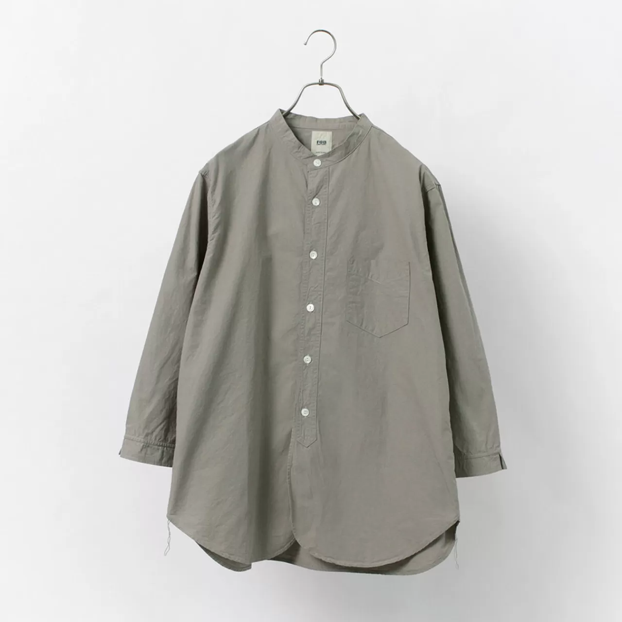 FOB FACTORY Long Sleeves>Frc006 Special Order Military Dump Band Collar Shirt Three Quarter Sleeve