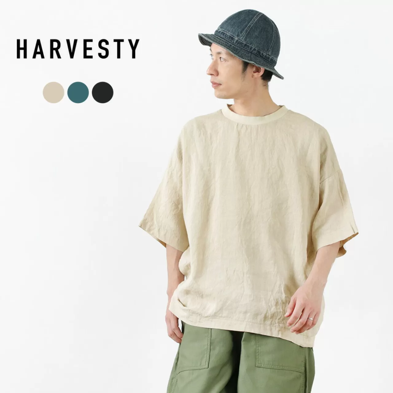 HARVESTY Short Sleeves>French Linen Canvas S/S Pullover