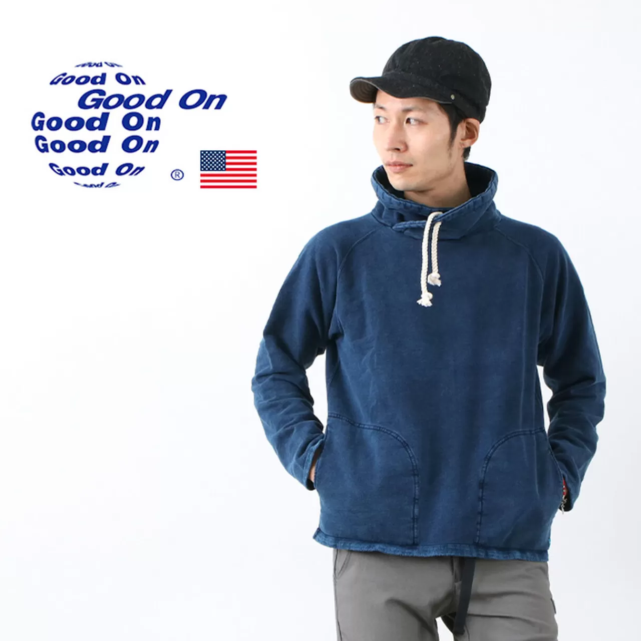 GOOD ON Long Sleeves>Gobw1305 Is Indigo Roll Neck Sweatshirt Indigoshave