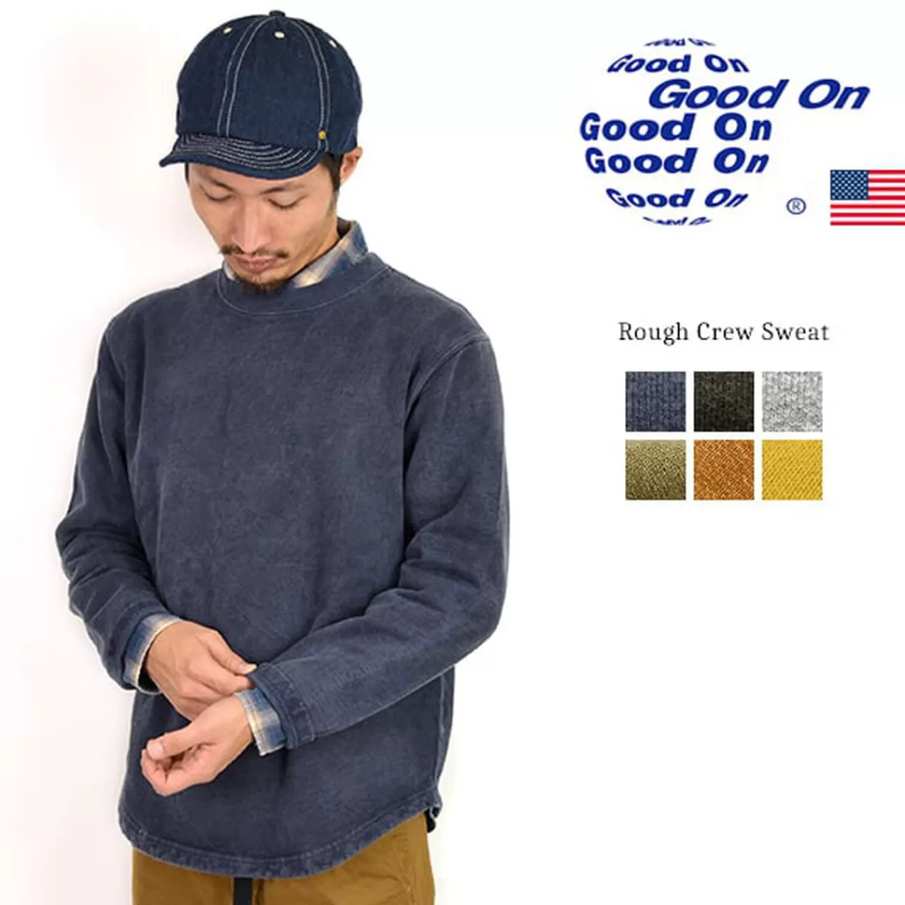 GOOD ON Long Sleeves>Gobw1609 Rough Crew Sweatshirt