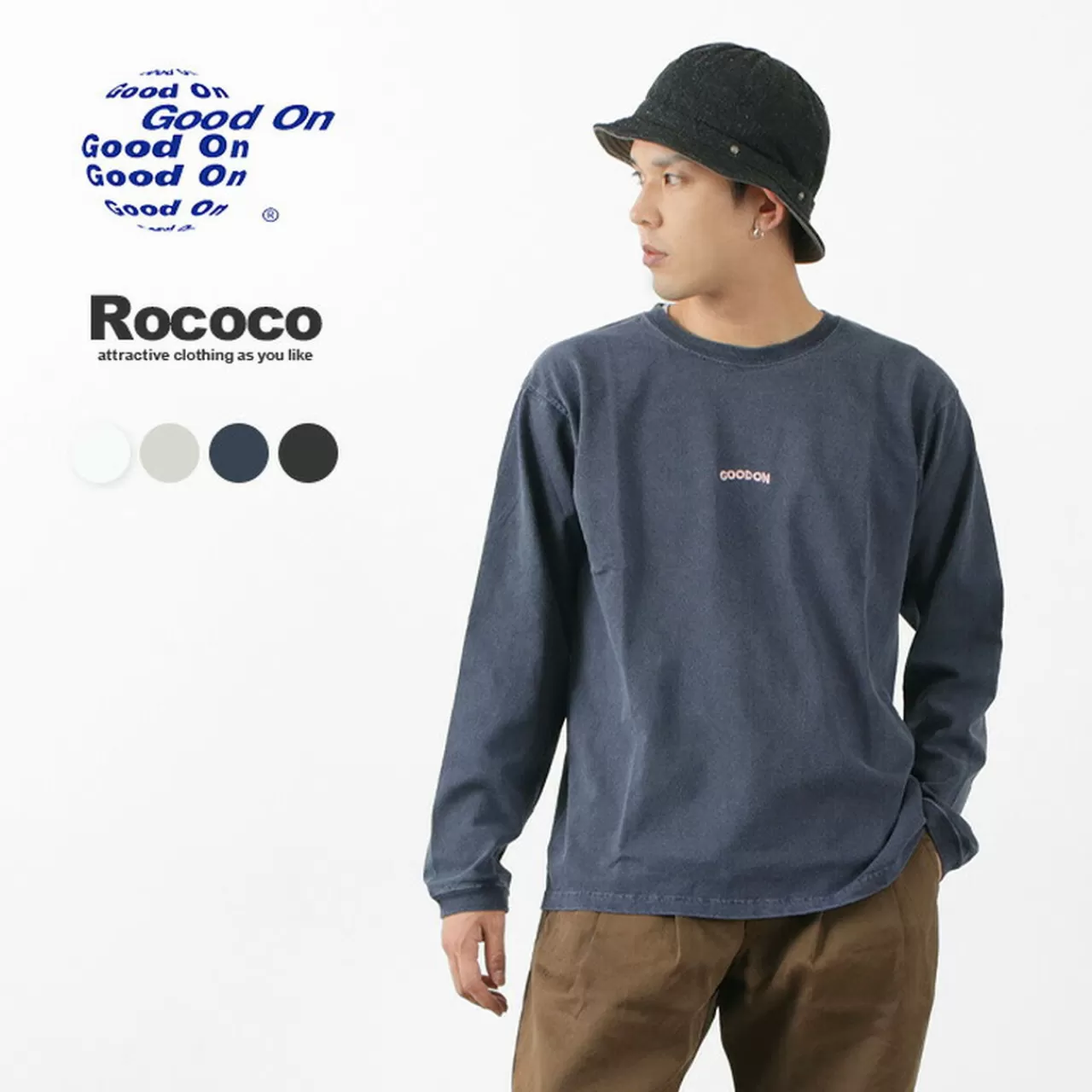 GOOD ON Long Sleeves> Arch Logo Embroidery Long Sleeve T-Shirt